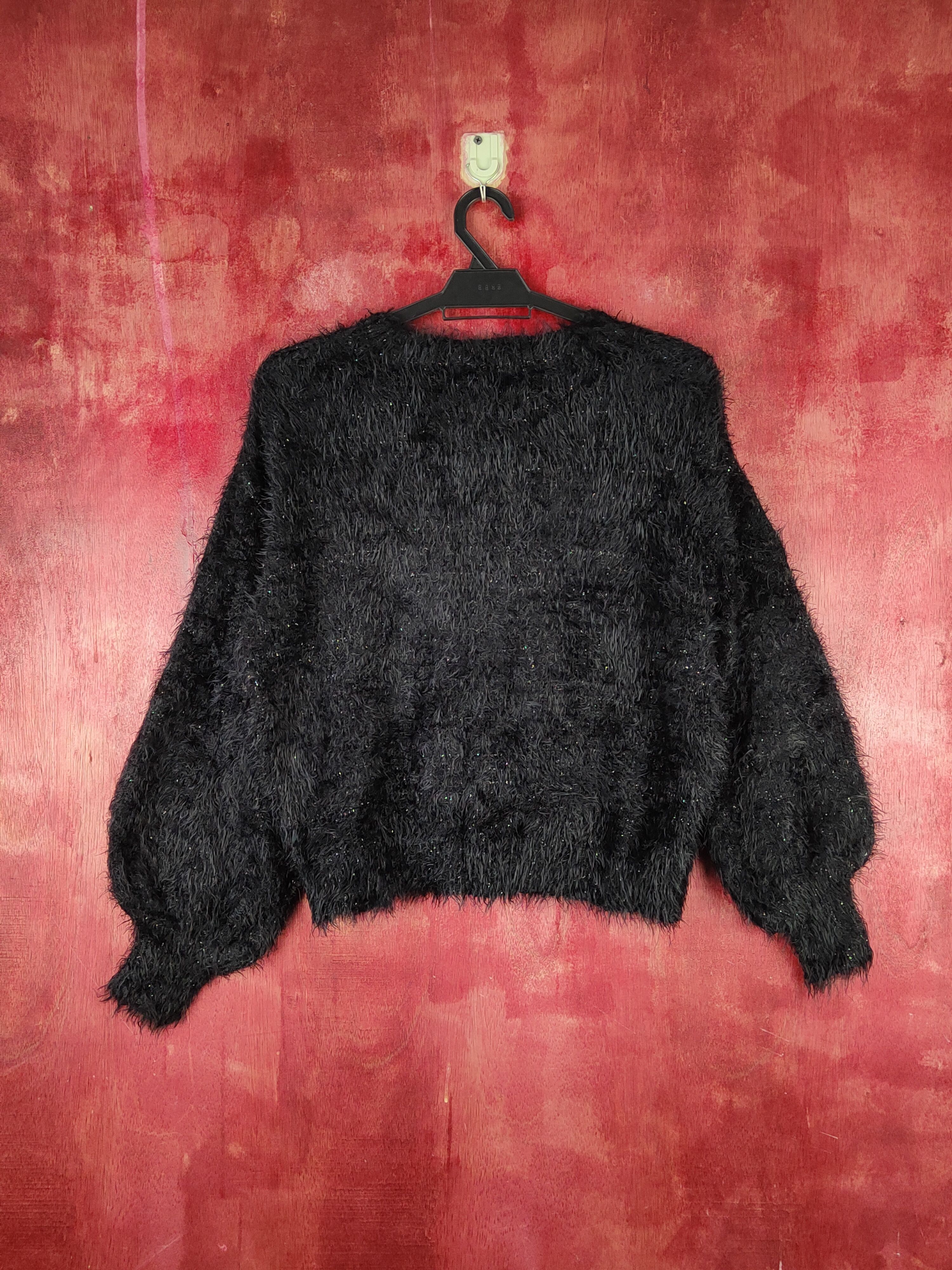 GU GU Black Shag Shaggy Fur Mohair Knitwear #S1890 Size S / US 4 / IT 40 - 7 Thumbnail