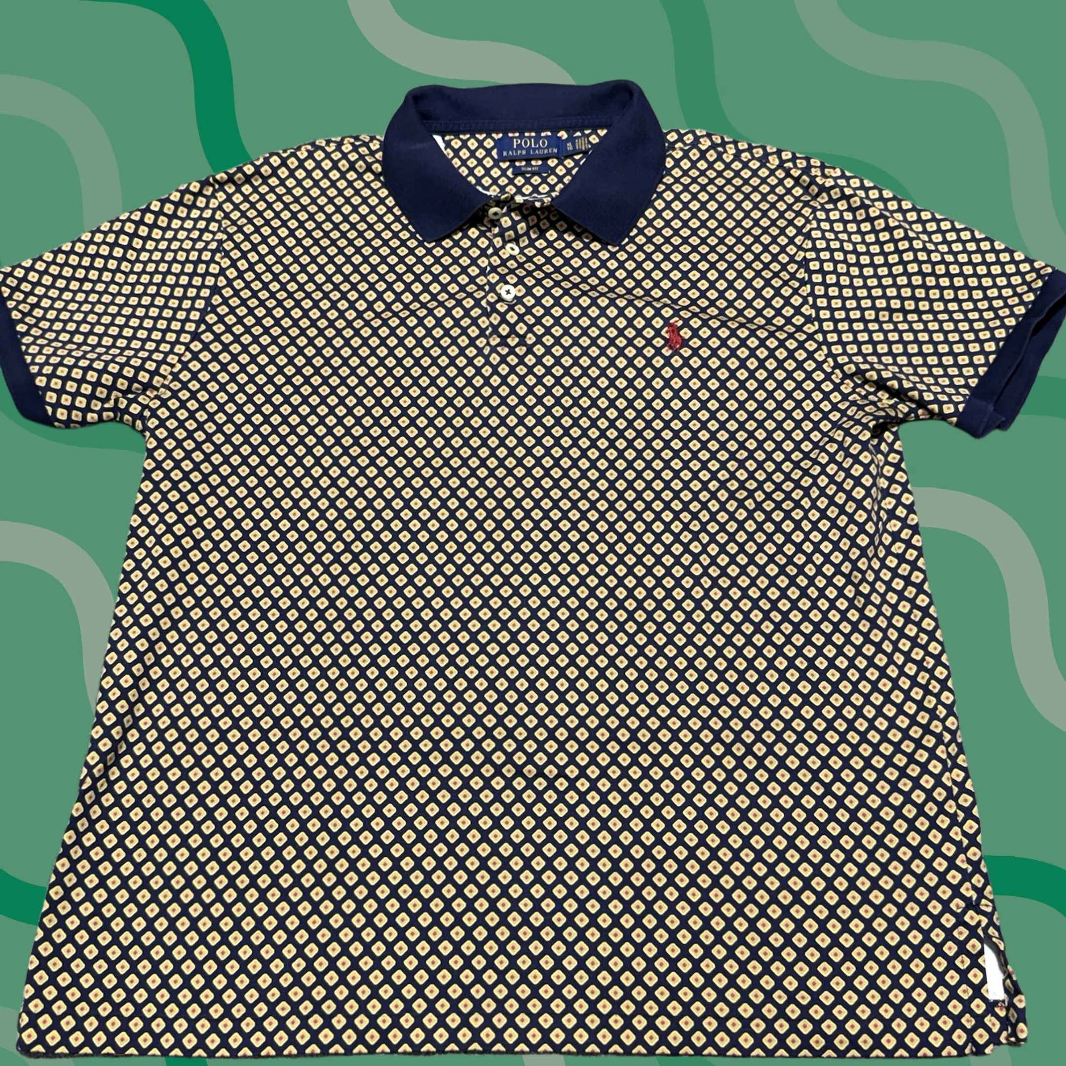 Polo Ralph Lauren Polo Ralph Lauren Polo Shirt Mens XL Classic Fit Blue Yellow Diamond Geometric Red Pony」 Size US L / EU 52-54 / 3 - 1 Thumbnail