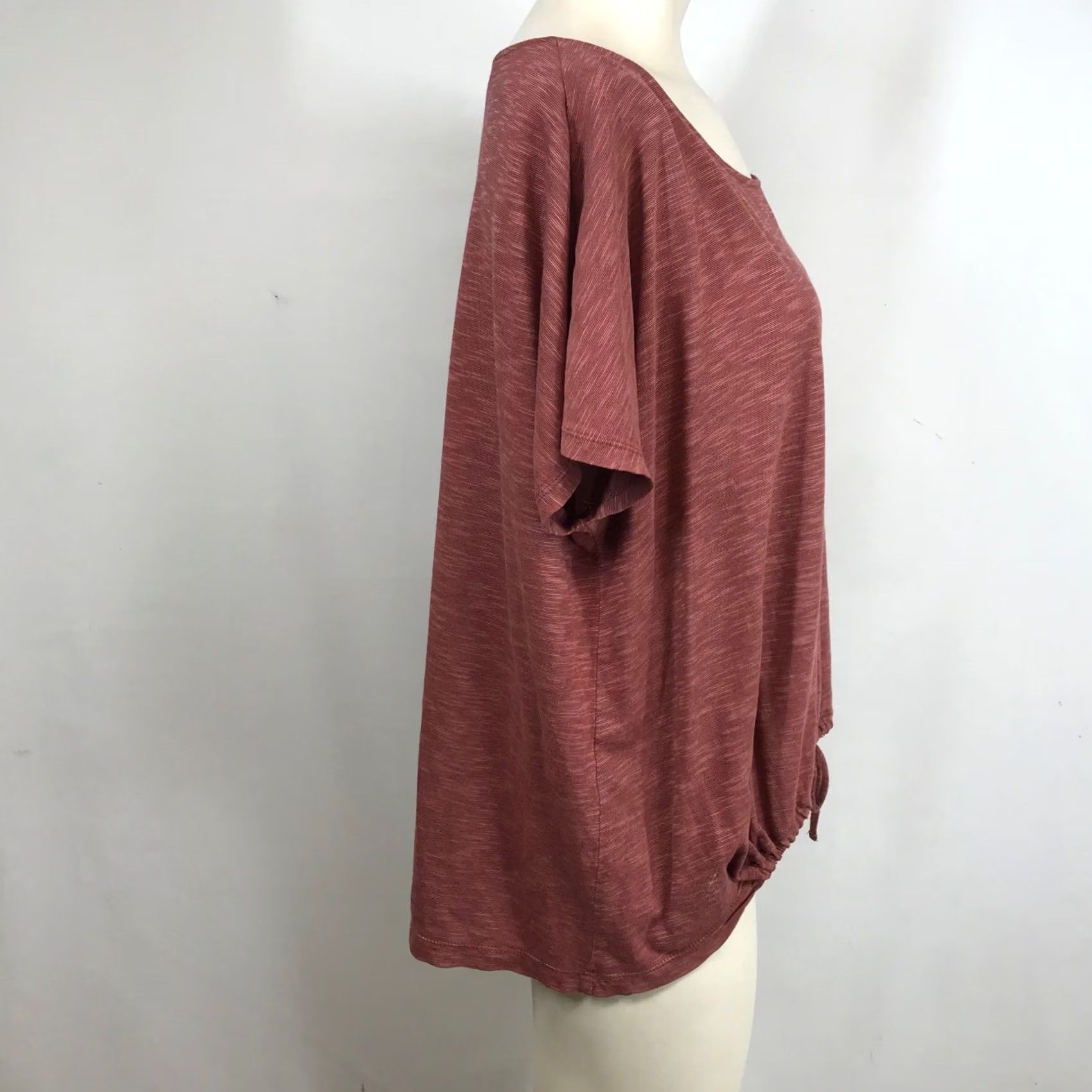 Vintage Garnet Hill T-Shirt Terracotta Space-Dye Drawstring Hem Scoop Neck Short Sleeve Womens S Size S / US 4 / IT 40 - 4 Thumbnail