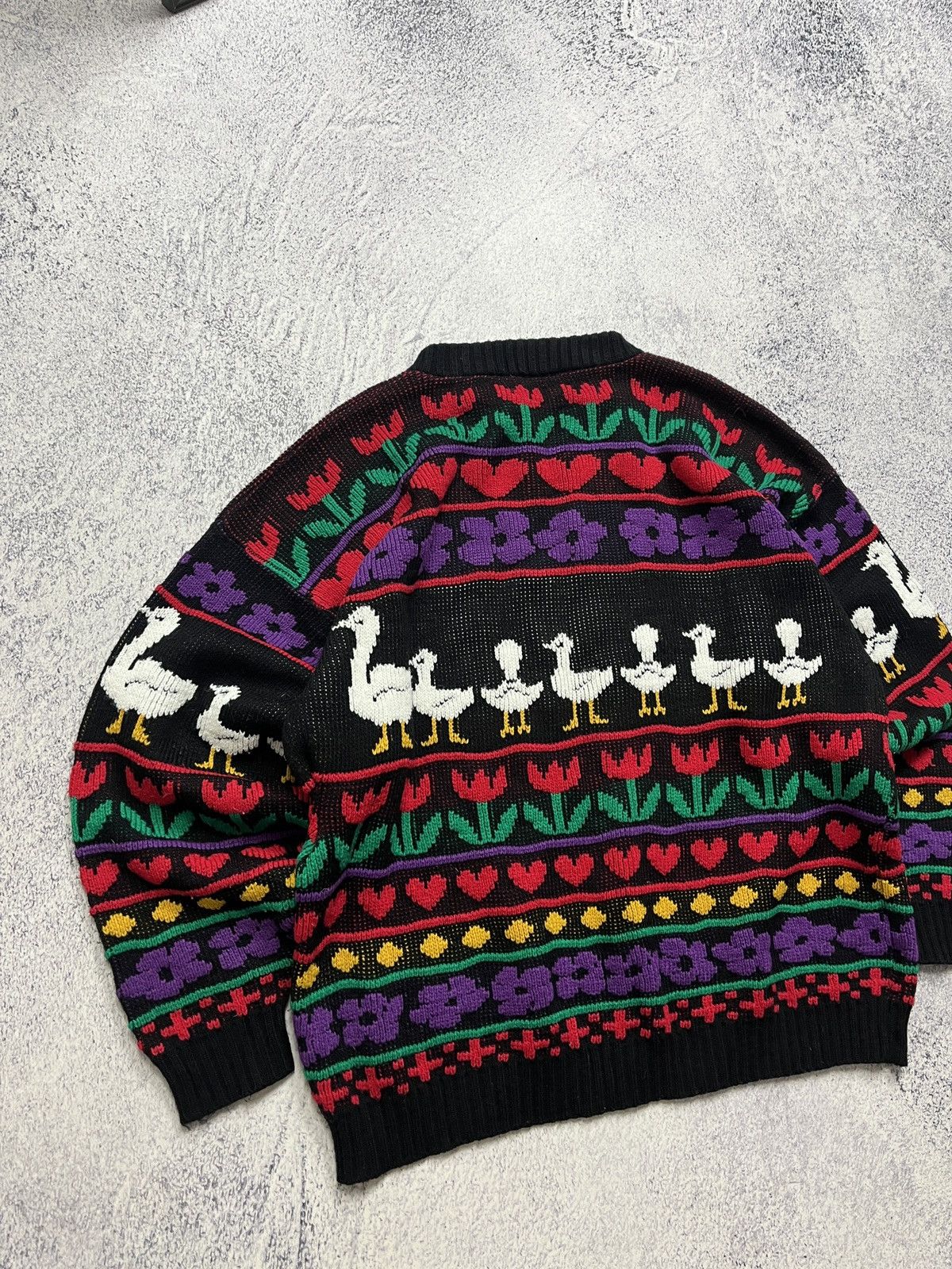 Vintage Vintage All Over Pattern “Ducks & Flowers” Knit Sweater Size US S / EU 44-46 / 1 - 7 Thumbnail