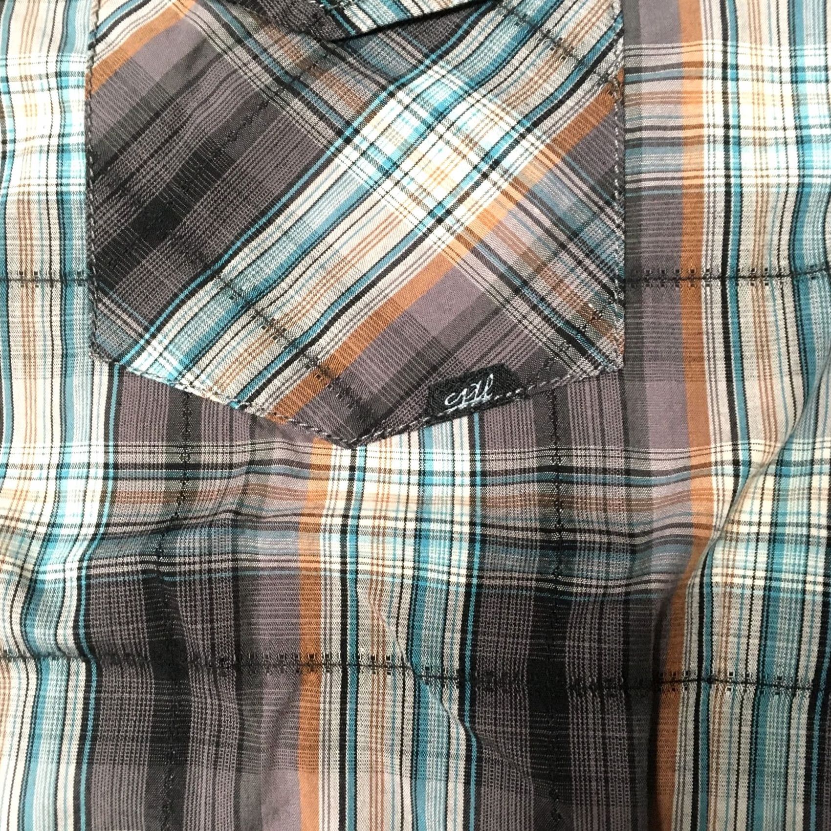Vintage Coastal Men's Medium Western Shirt Gray Blue Plaid Pearl Snap Blend Size US M / EU 48-50 / 2 - 7 Thumbnail