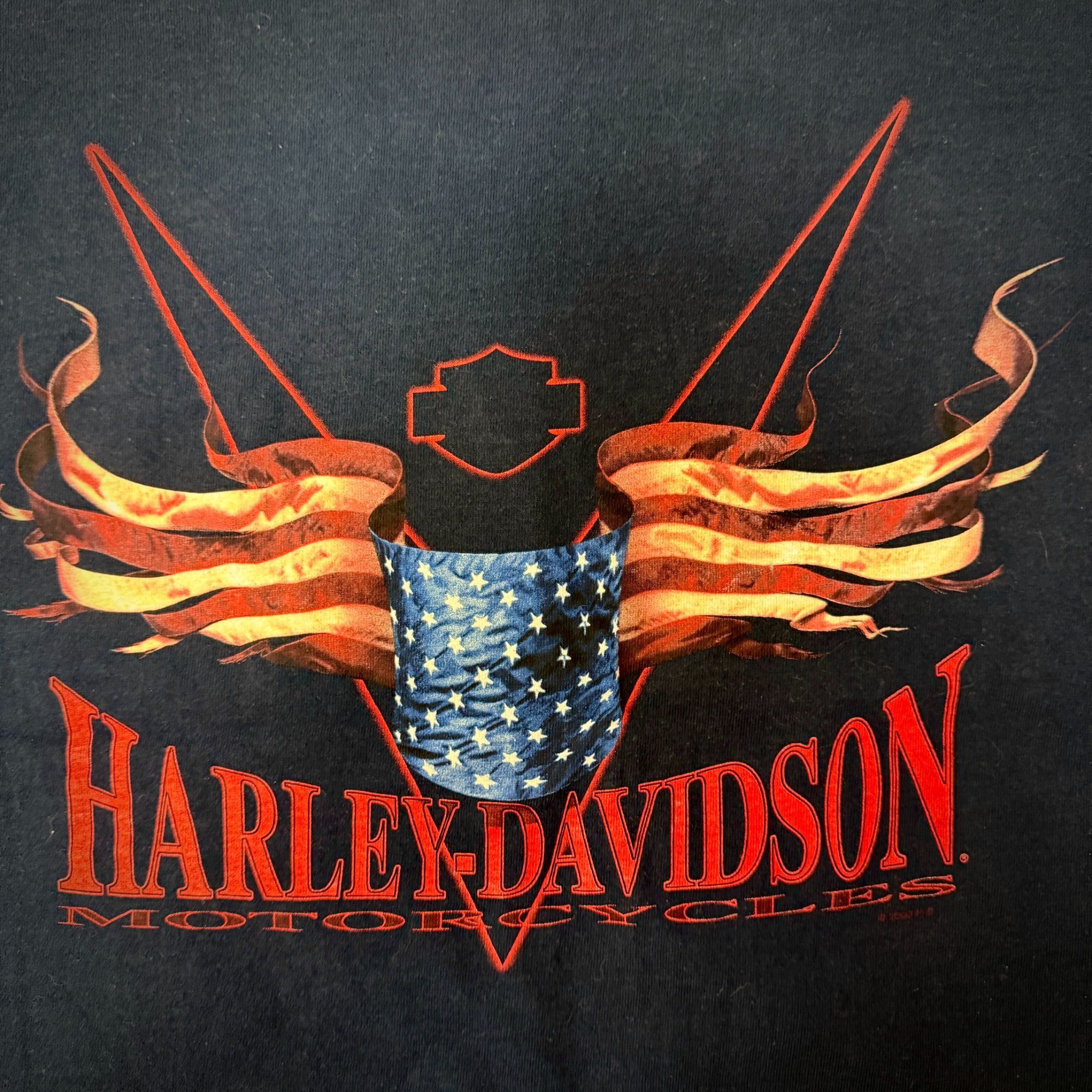 Harley Davidson Harley Davidson Dockgate 20 AMERICAN FLAG England Biker Tee Size US XL / EU 56 / 4 - 3 Thumbnail
