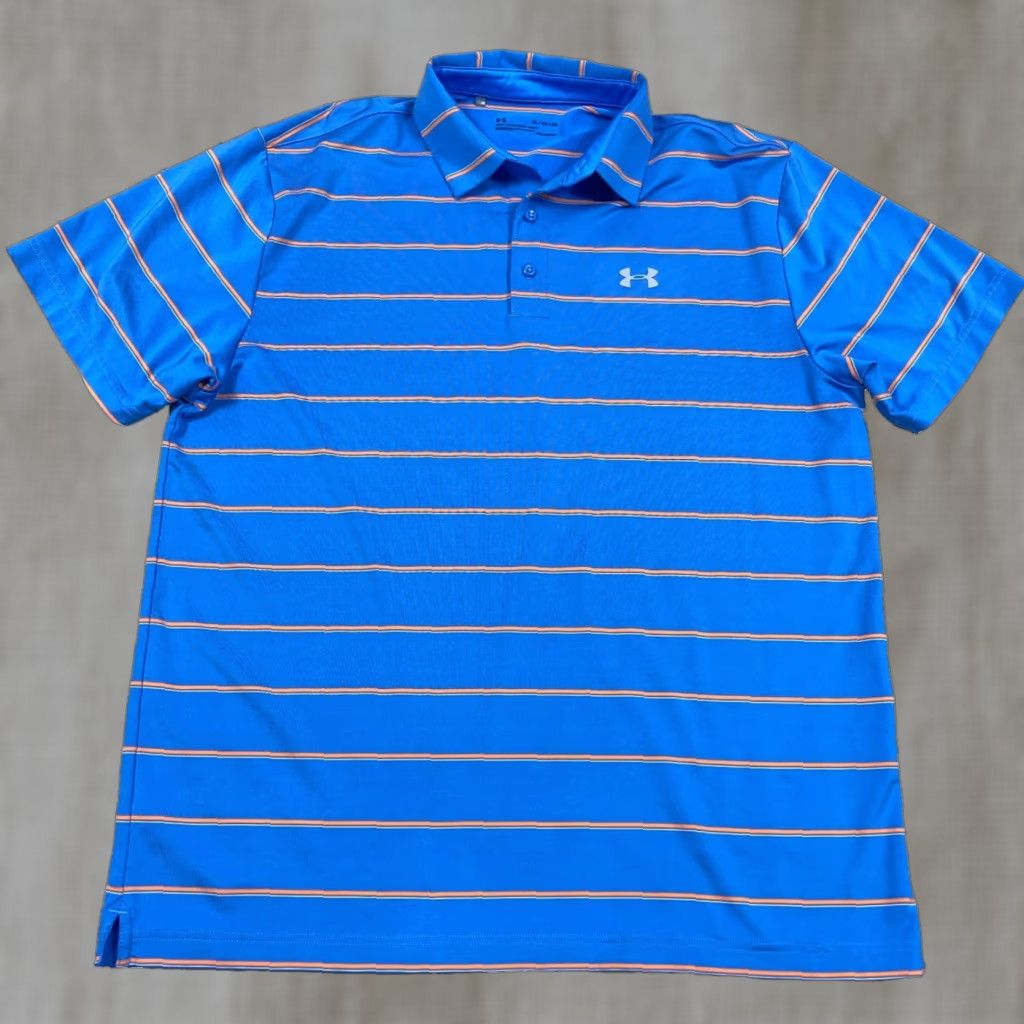 Under Armour Under Armour Polo Shirt Men XL Blue Striped Heat Gear Size US XL / EU 56 / 4 - 1 Thumbnail