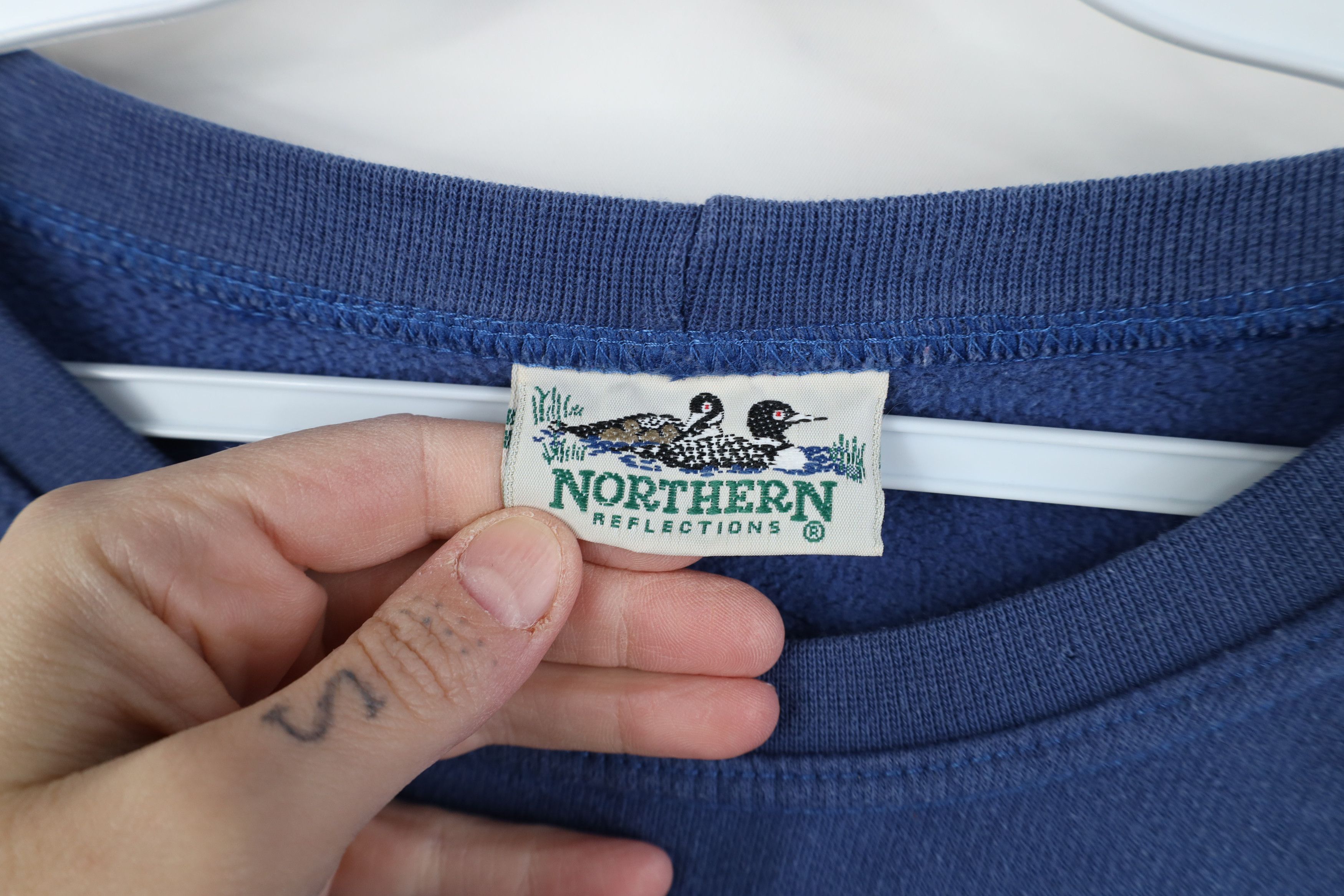 Vintage Vintage 90s Streetwear Cat Kitten Bird Sweatshirt Blue Size XXL / US 16-18 / IT 52-54 - 7 Thumbnail