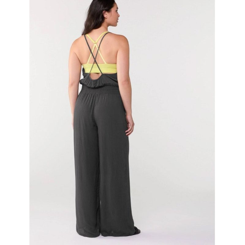 Prana Prana Fernie Wide Leg Jumpsuit L Black Minimalist Stretch Size 38" / US 16 / IT 52 - 3 Thumbnail