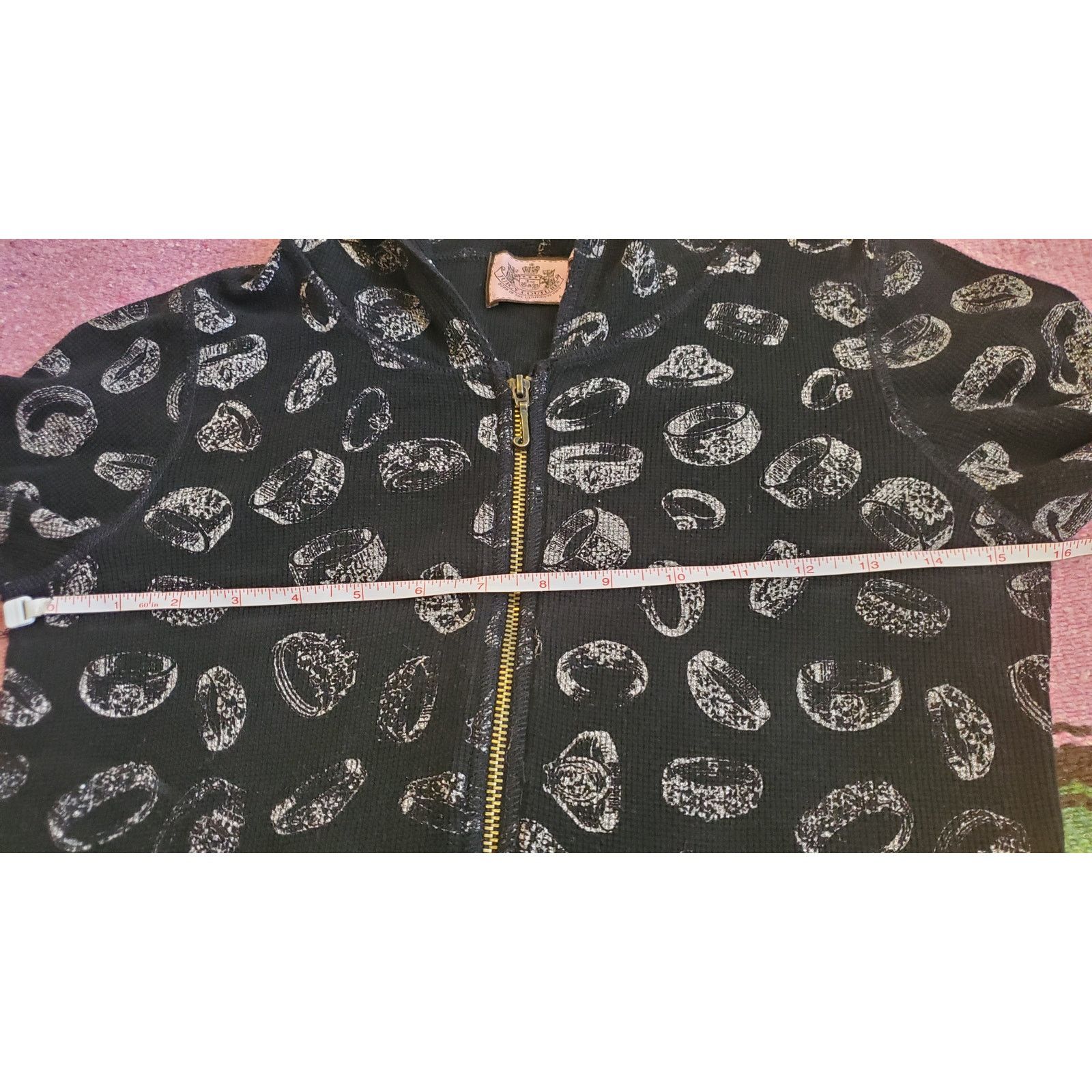 Juicy Couture Rare Y2K Vintage Juicy Monogram Diamond Ring Black Hoodie M Size US M / EU 48-50 / 2 - 6 Thumbnail