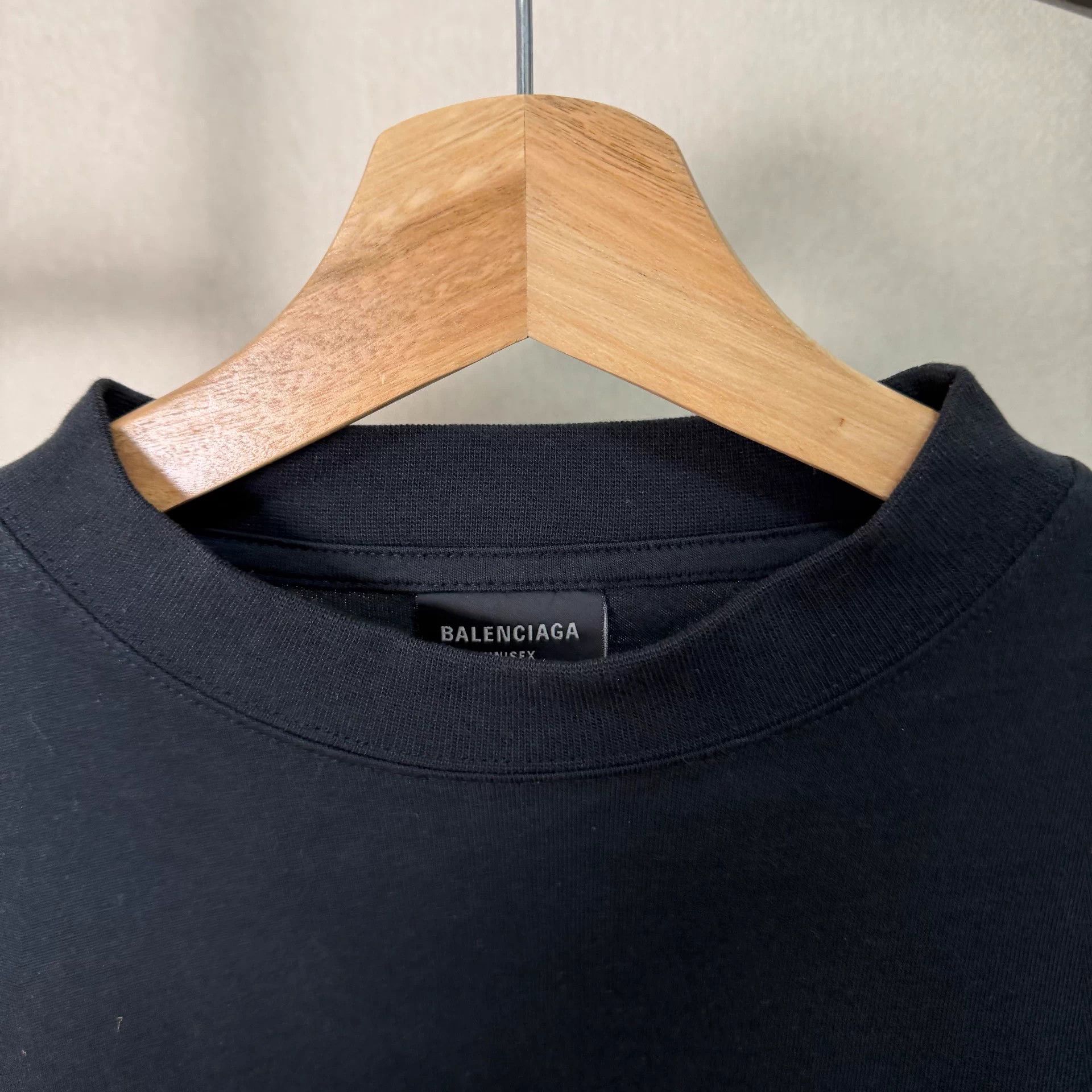 Balenciaga Balenciaga SS23 Oversized Black 5-Length Half-O-Neck T-Shirt Size US L / EU 52-54 / 3 - 3 Thumbnail