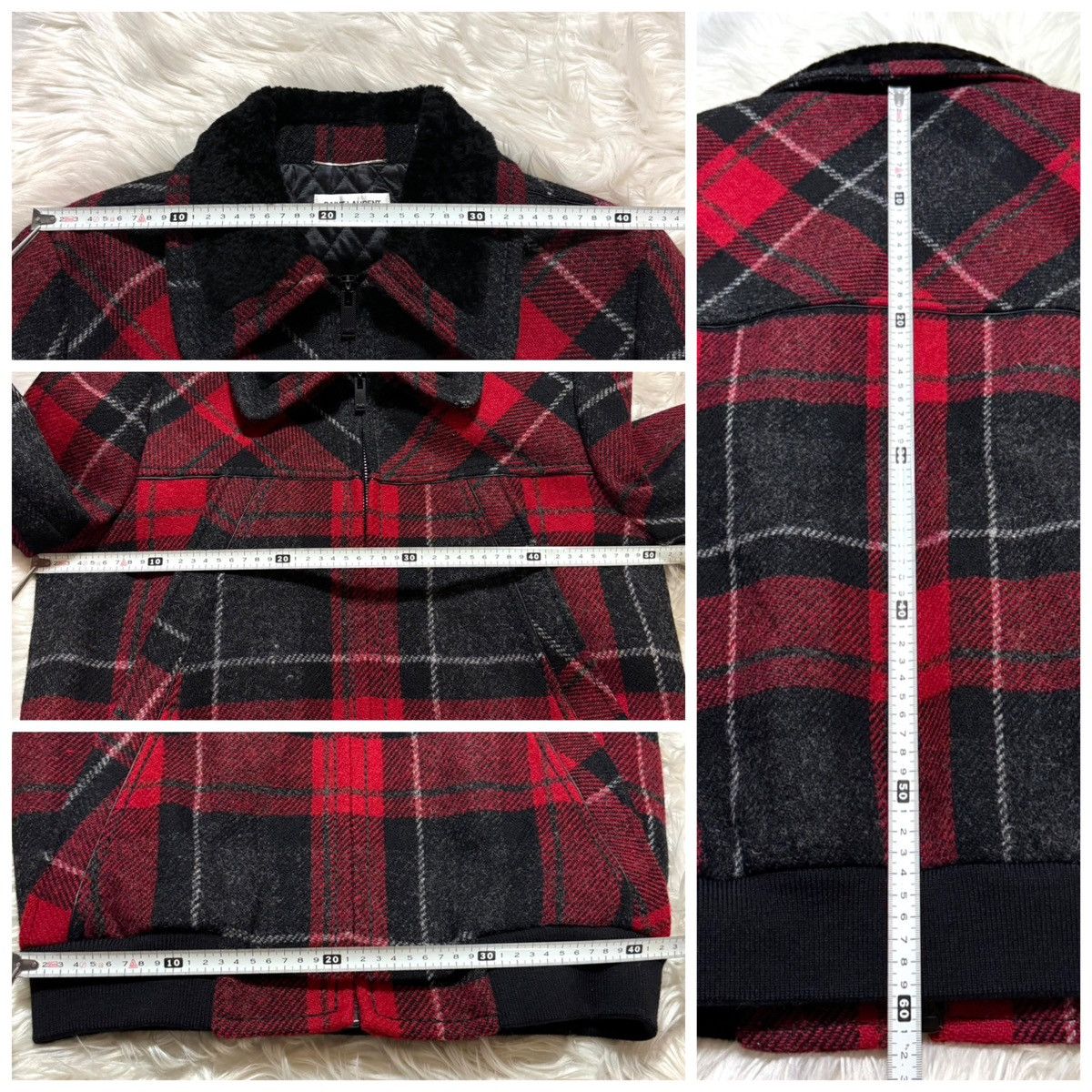 Saint Laurent Paris Saint Laurent Paris, fur collar, check pattern jacket Size US S / EU 44-46 / 1 - 4 Thumbnail