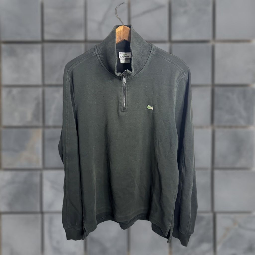 Lacoste Lacoste Pullover Sweater Mens M Black Quarter Zip Mock Neck Croc Logo Long Sleeve Casual Size US M / EU 48-50 / 2 - 1 Thumbnail