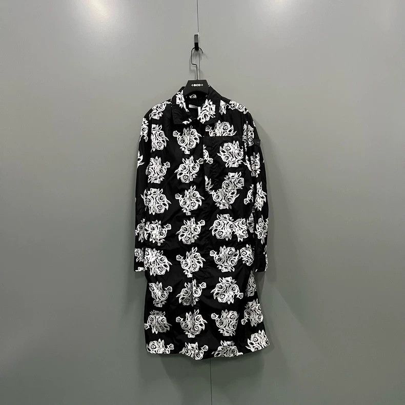 Givenchy Givenchy Abstract Black and White Printed Trench Coat (50 Size US XL / EU 56 / 4 - 2 Thumbnail