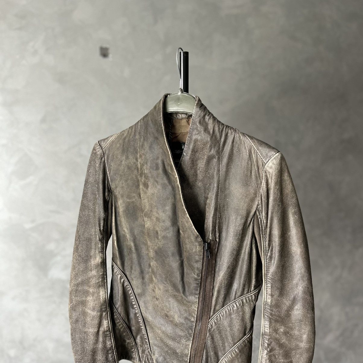 Allsaints Allsaints Faded Asymmetric Rick Owens Vibe Leather Jacket Size S / US 4 / IT 40 - 4 Thumbnail