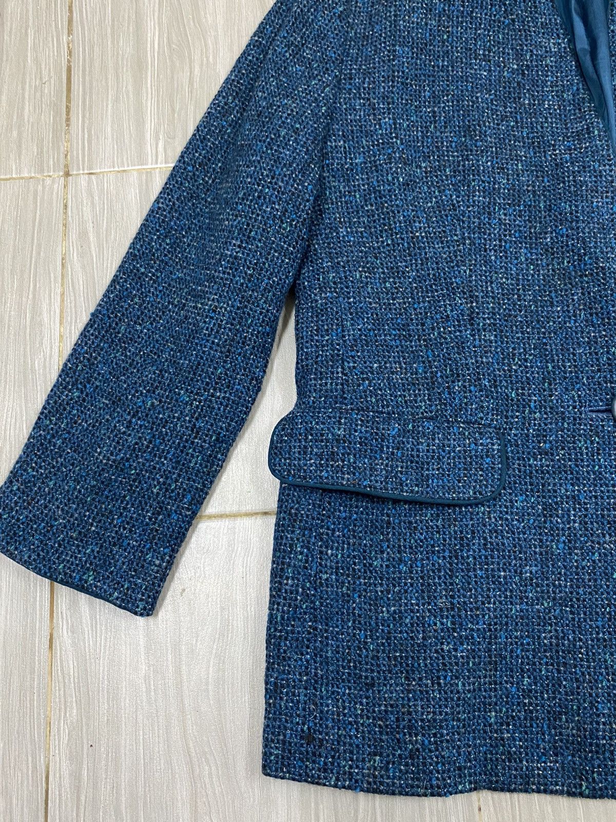 Christian Dior Monsieur Christian Dior Vintage Tweed Jacket Blue | Minimal Collar Size L / US 10 / IT 46 - 4 Thumbnail