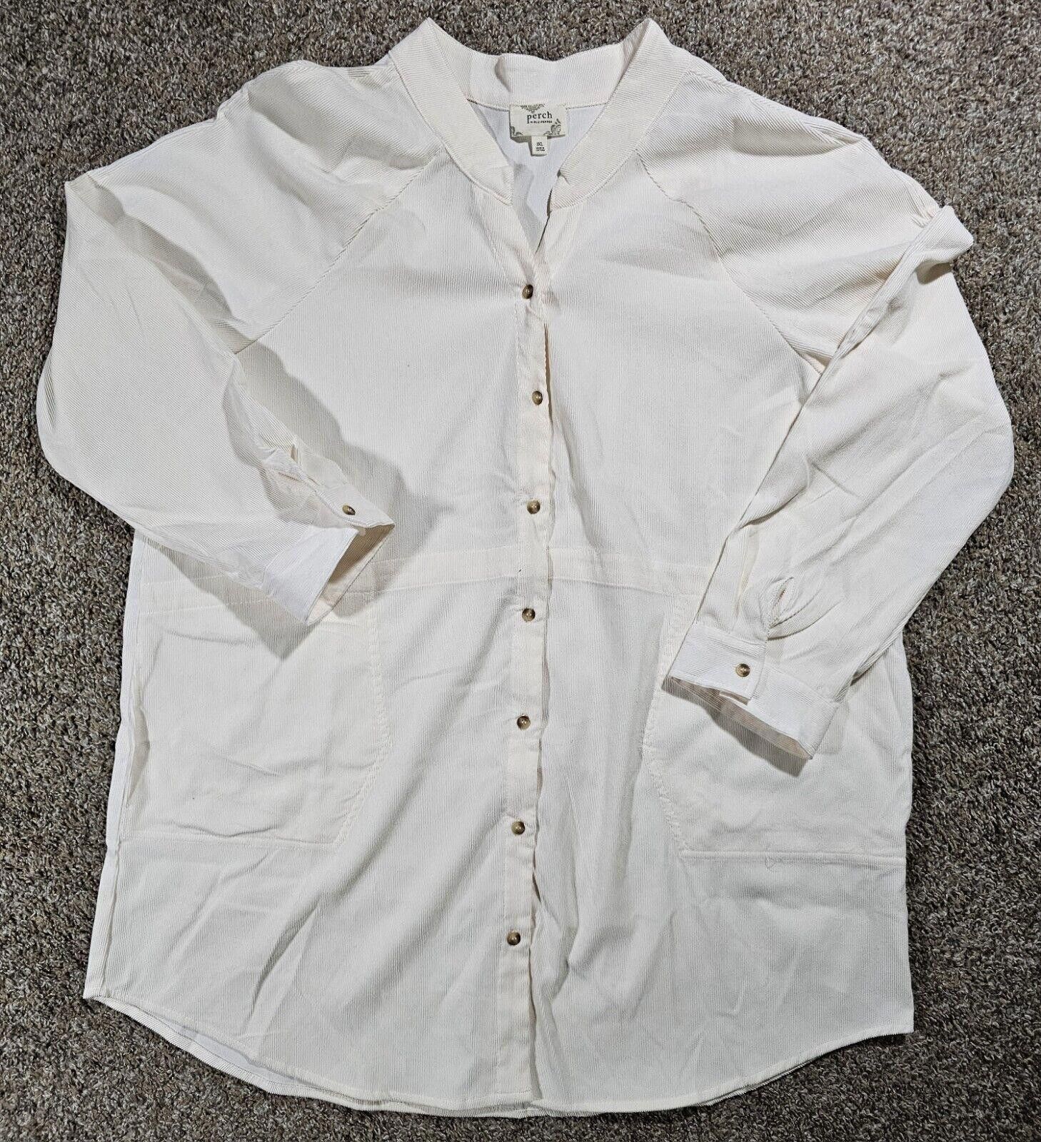 Designer Perch Blu Pepper 3/4 Sleeve Button Down 3XL Corduroy Pockets Size 3XL / US 20-22 - 1 Thumbnail