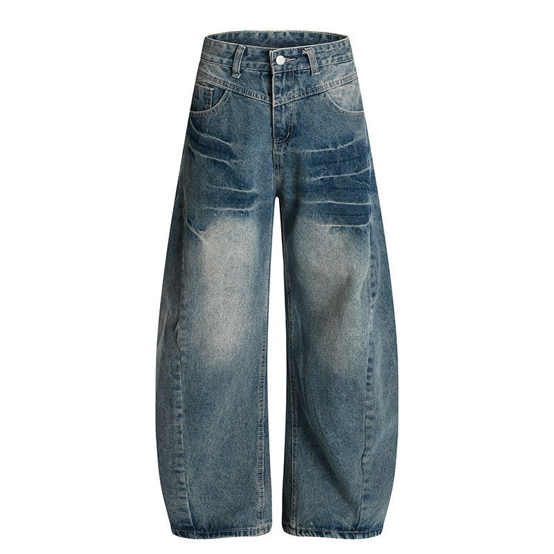 Vintage American retro washed lightning patchwork curved jeans Size US 32 / EU 48 - 1 Thumbnail