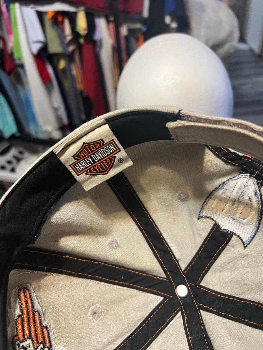 Harley Davidson Men's Harley-Davidson Tan Orange Black Logo Baseball Hat Size ONE SIZE - 6 Thumbnail