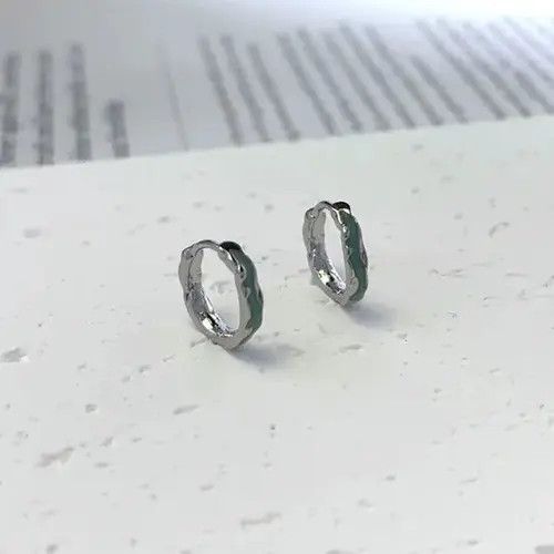 Other 925 Silver Plated Green Ripple Hoop Earrings for Men Women Size ONE SIZE - 1 Thumbnail