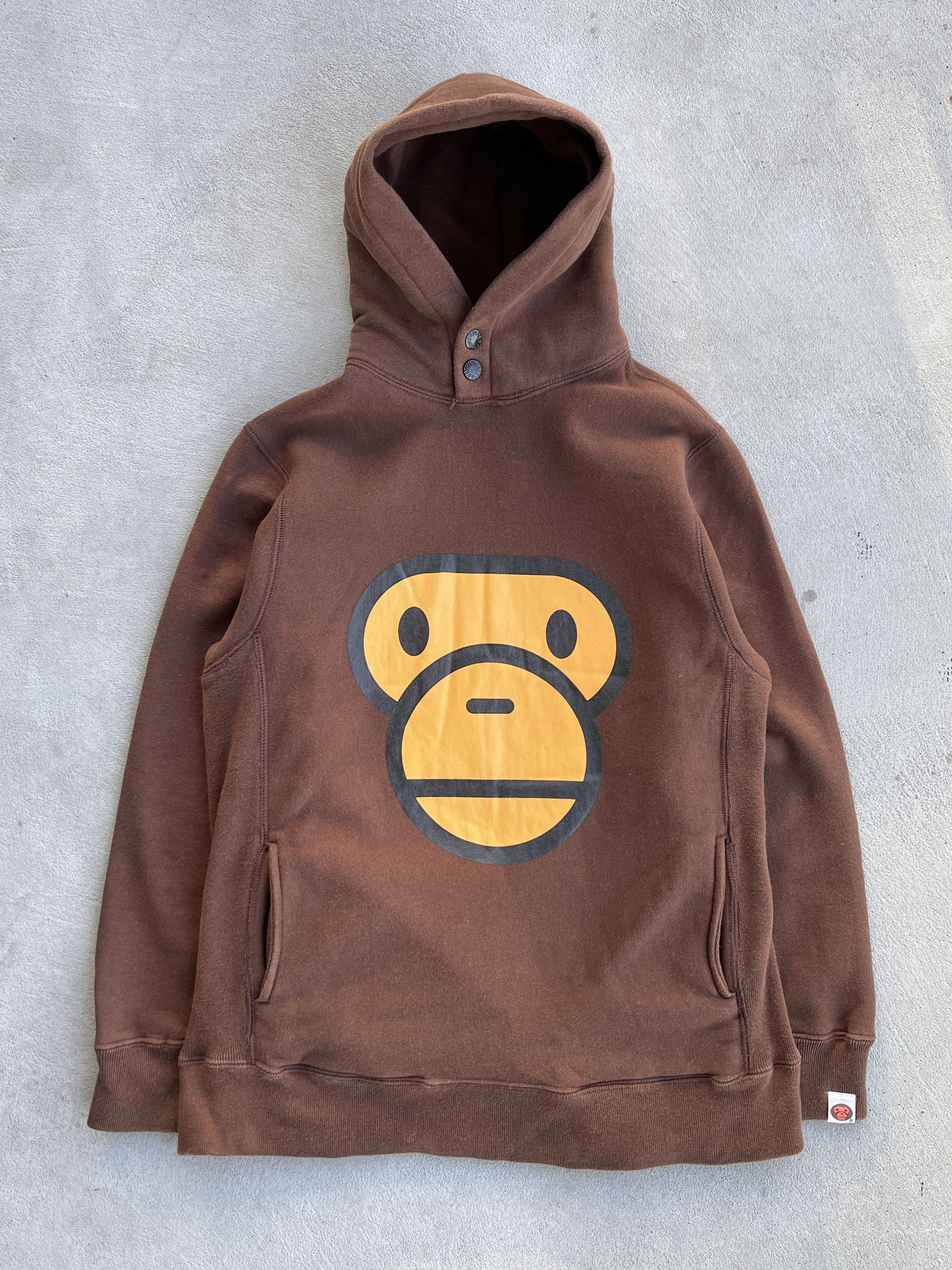 image of 2000S Bape Baby Milo Face Hoodie (S) in Brown, Men's (Size Small)