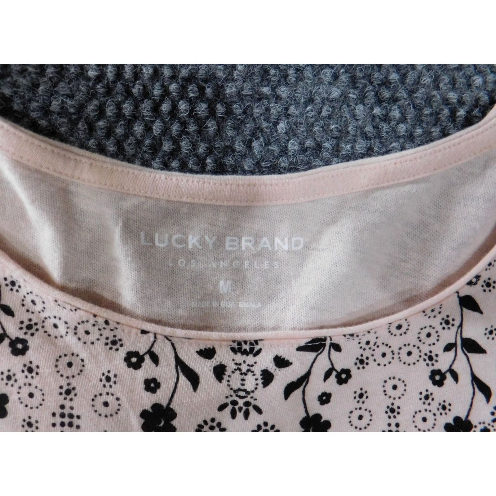 Lucky Brand Lucky Brand Blouse Shirt Womens M Pink Floral Knit Cotton Casual Long Sleeve Round Neck Stretch Vintage No Size M / US 6-8 / IT 42-44 - 4 Thumbnail