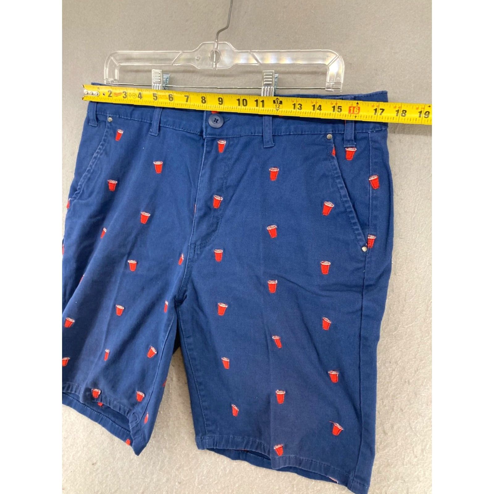 Vintage Request Jeans Mens Shorts 34 Blue Solid Chino Flat Front Casual mid rise 34in Cotton Blend Mens Shorts Blue Size US 34 / EU 50 - 2 Thumbnail