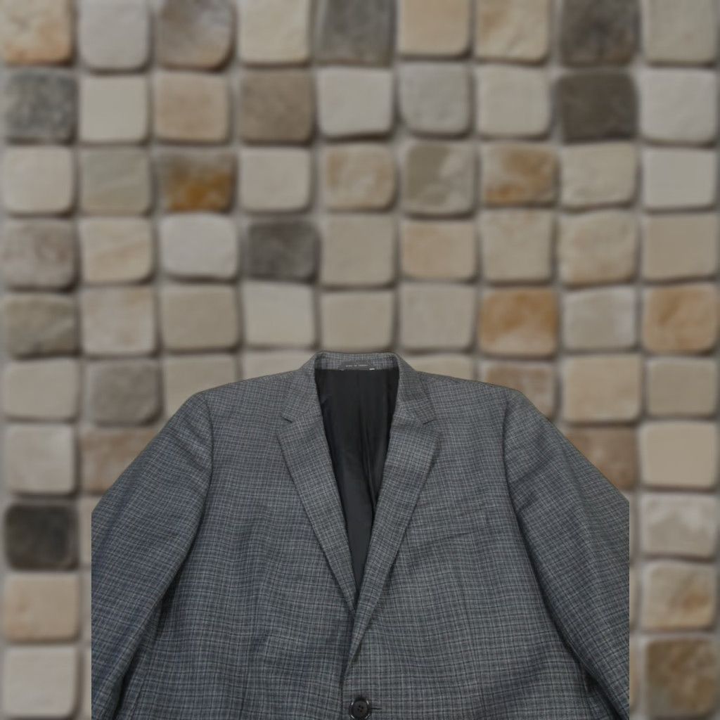 Hugo Boss Hugo Boss Blazer Mens 42 Long Gray Wool Plaid Knit Jacket Coat 2 Piece Men Size 42 Gray Mens Size 42R - 1 Thumbnail