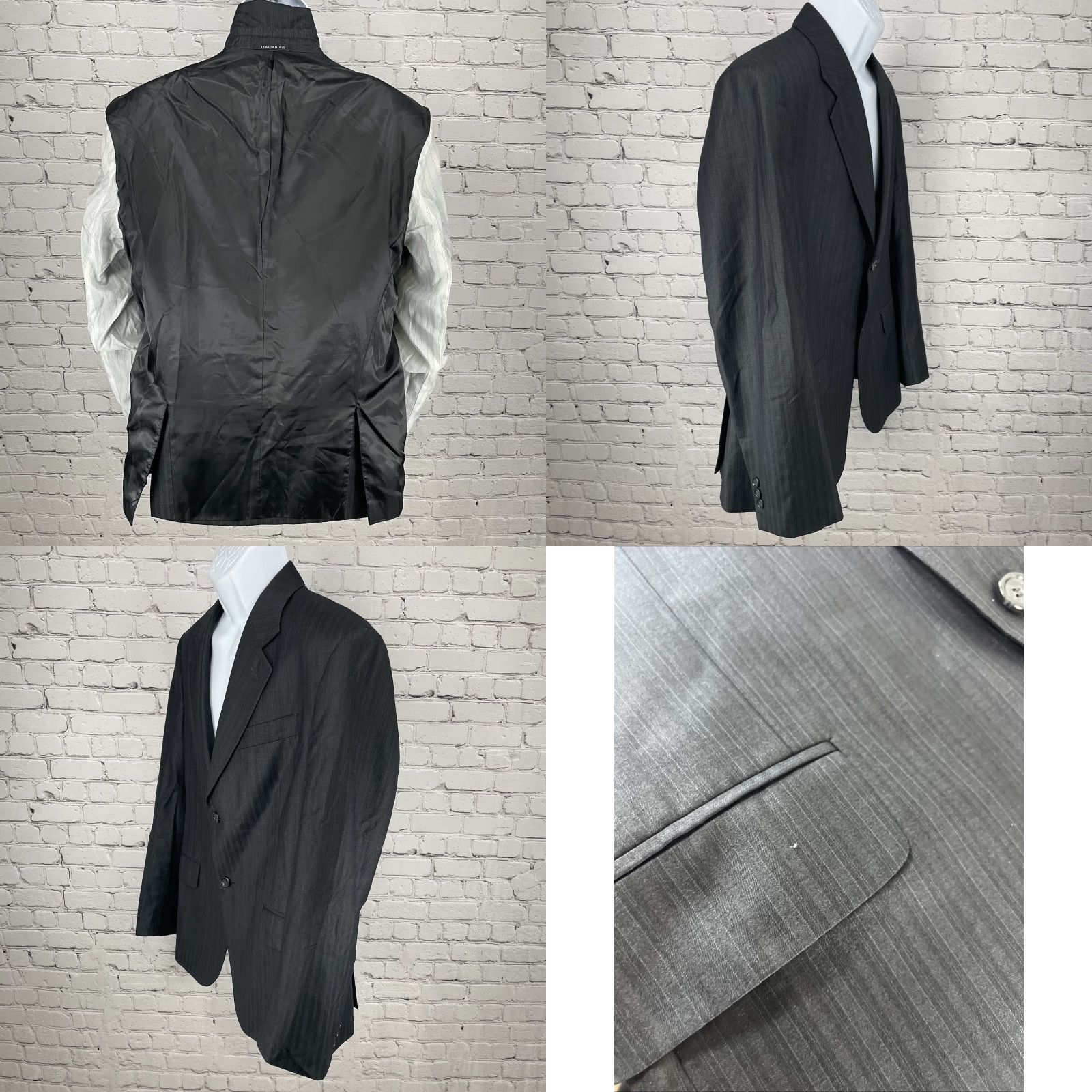 Vintage VINTAGE Turtle Black Stripe Italian Fit Blazer Sport Coat 2 Button Notch Vented Jacket Size 40R Mens Classic Blazer Size 40R - 8 Thumbnail