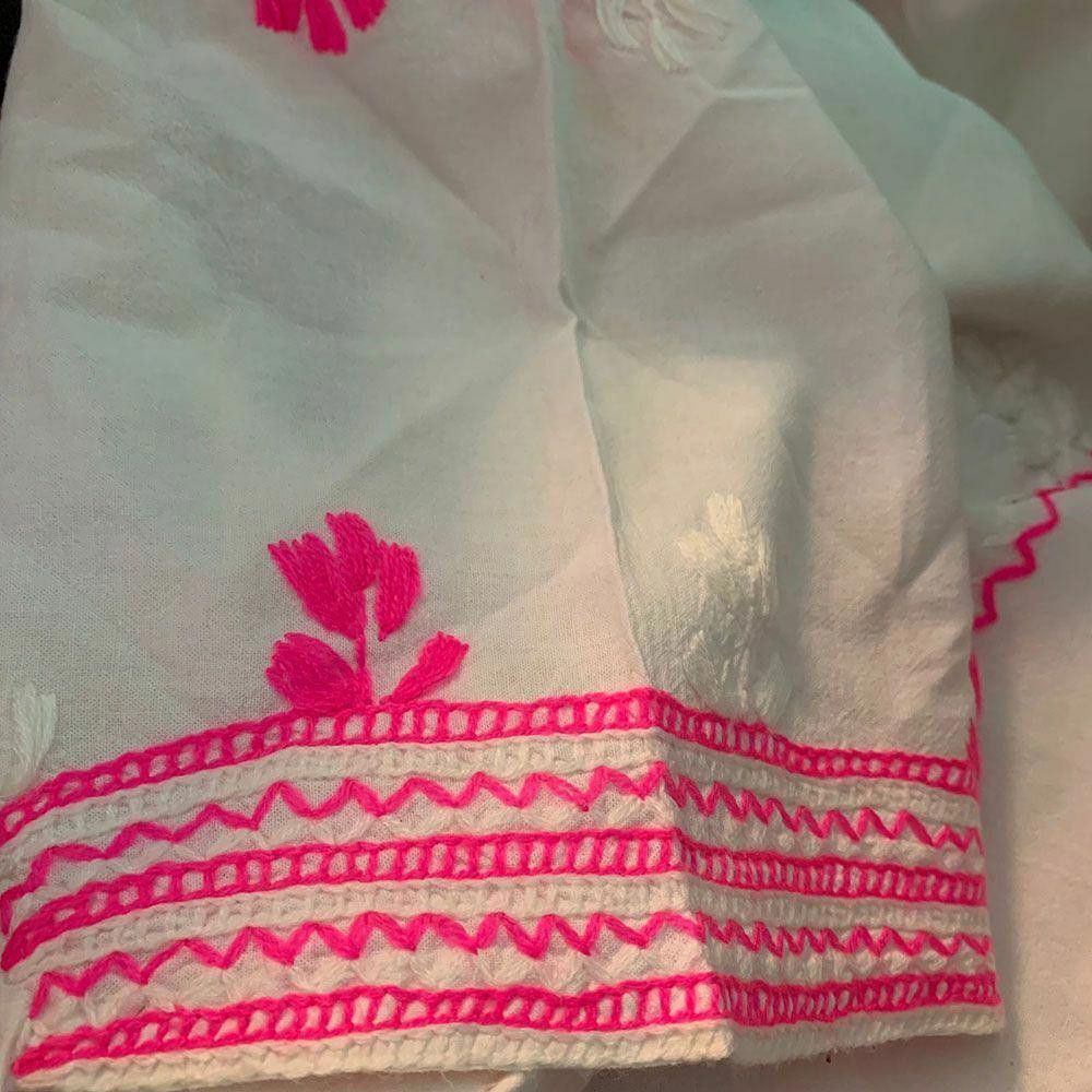 Designer Used Pink White Hand Made Caftan Blouse XXL Size XXL / US 16-18 / IT 52-54 - 3 Thumbnail