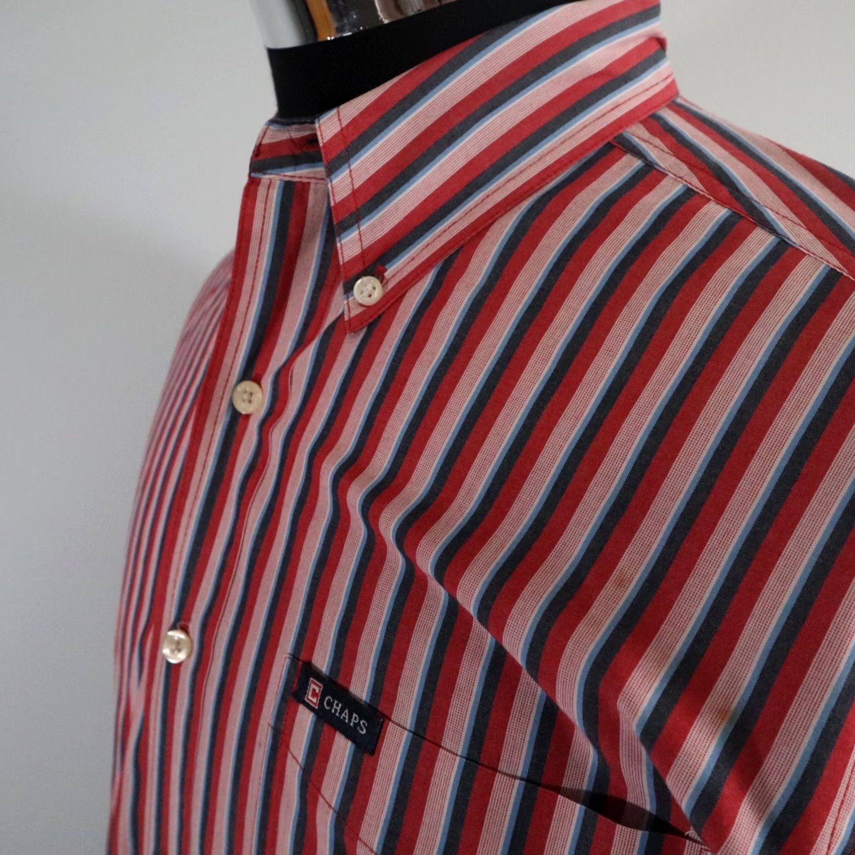 Chaps Chaps Shirt Mens Medium Easy Care Casual Button Down Red Striped Long Sleeve Shirt Mens Regular Red Striped Button-Up Colar Down Size US M / EU 48-50 / 2 - 2 Thumbnail