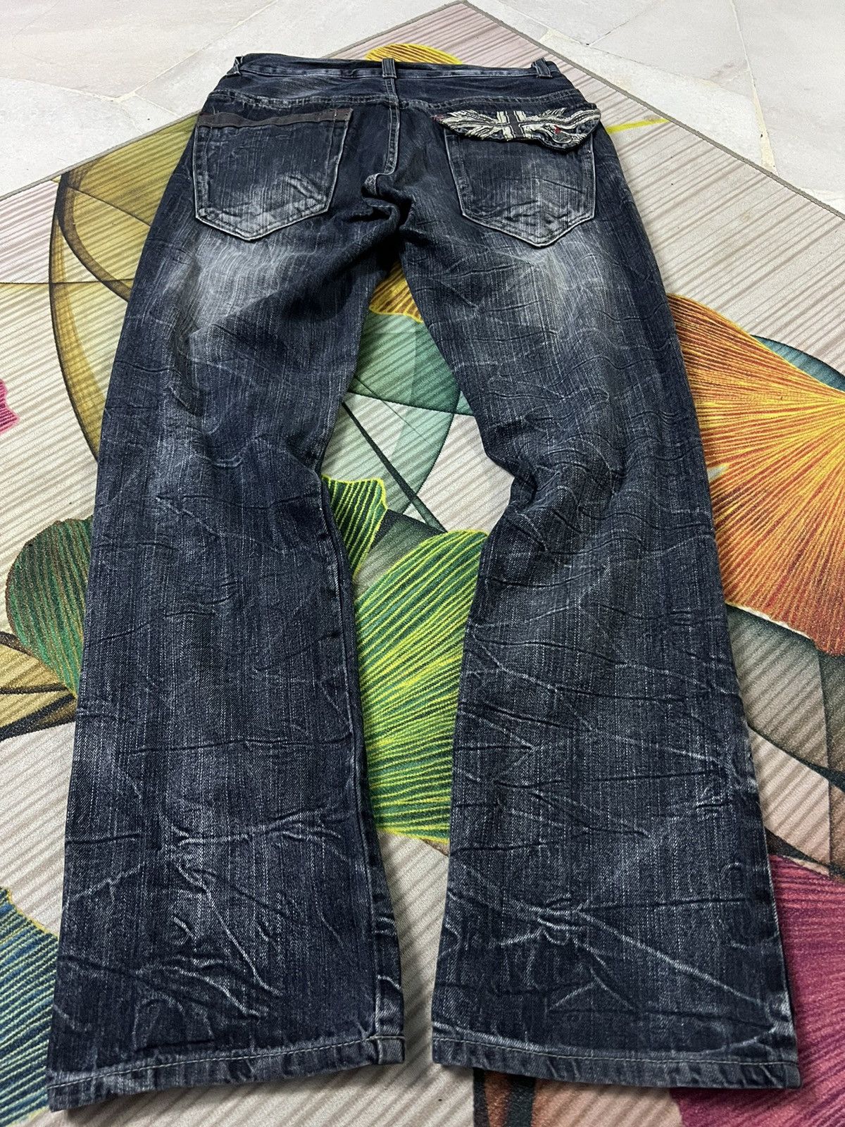 If Six Was Nine × Japanese Brand × Le Grande Bleu (L.G.B.) VTG DOMINATE HANDCRAFTED DOUBLE WAIST UK FLAGS JEANS Size US 28 / EU 44 - 7 Thumbnail