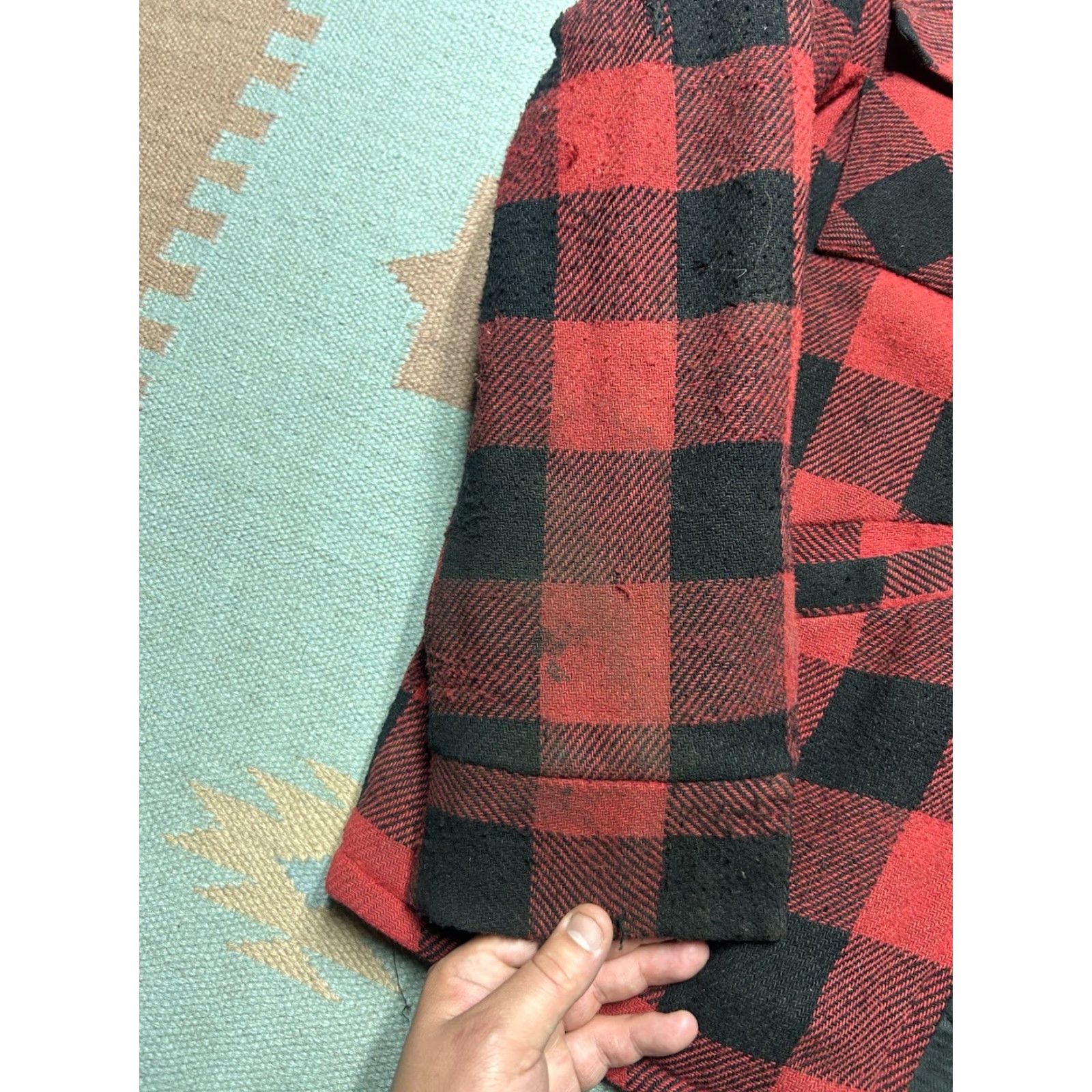 Vintage VINTAGE Buffalo Jacket Wool Zip Plaid Weatherguard Quilt Lined Large 50s 60s Red Mens Size US L / EU 52-54 / 3 - 3 Thumbnail