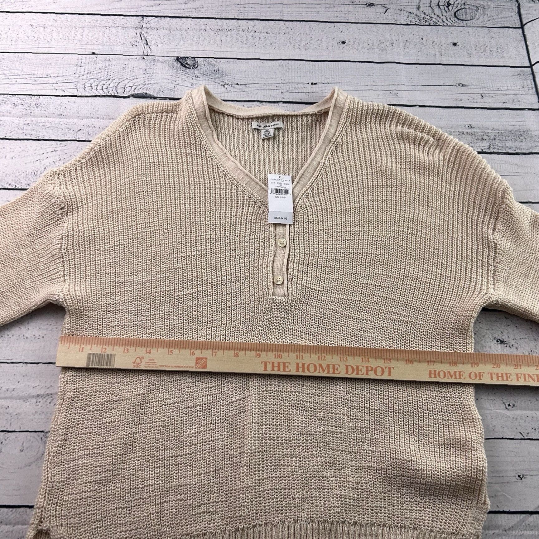 American Eagle Outfitters VINTAGE American Eagle Oversized Button Front Knit Sweater Women's XS/S Beige Size S / US 4 / IT 40 - 5 Thumbnail