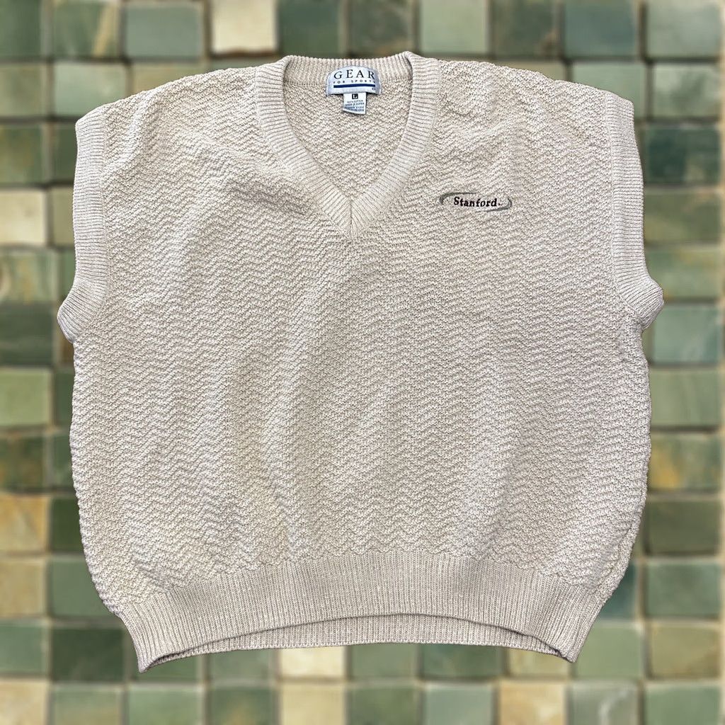 Vintage VINTAGE Gear for Sport Stanford University Sweater Vest Large 90s Beige Sports Mens Size US L / EU 52-54 / 3 - 1 Thumbnail