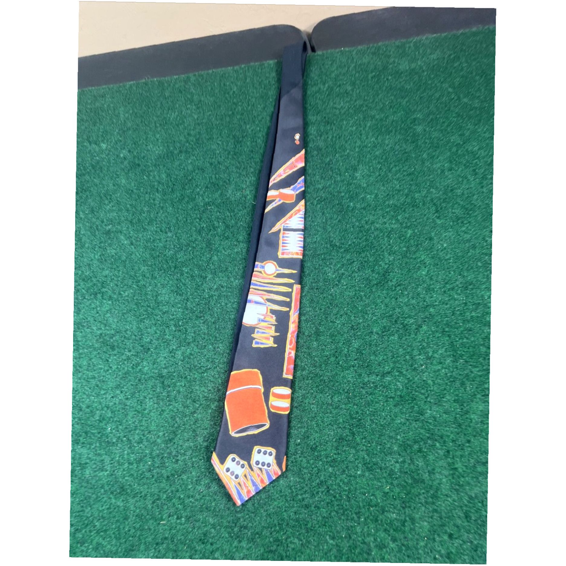 Vintage Ralph Marlin GAMBLING 100% Polyester Tie Casino 1991 Backgammon Dice Tie Size ONE SIZE - 1 Thumbnail