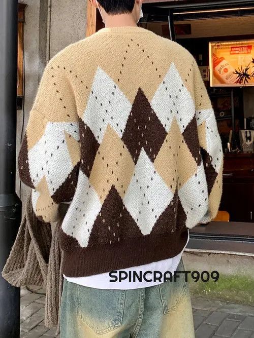 VIBE Argyle Graphic Knit Sweater Size US M / EU 48-50 / 2 - 5 Thumbnail