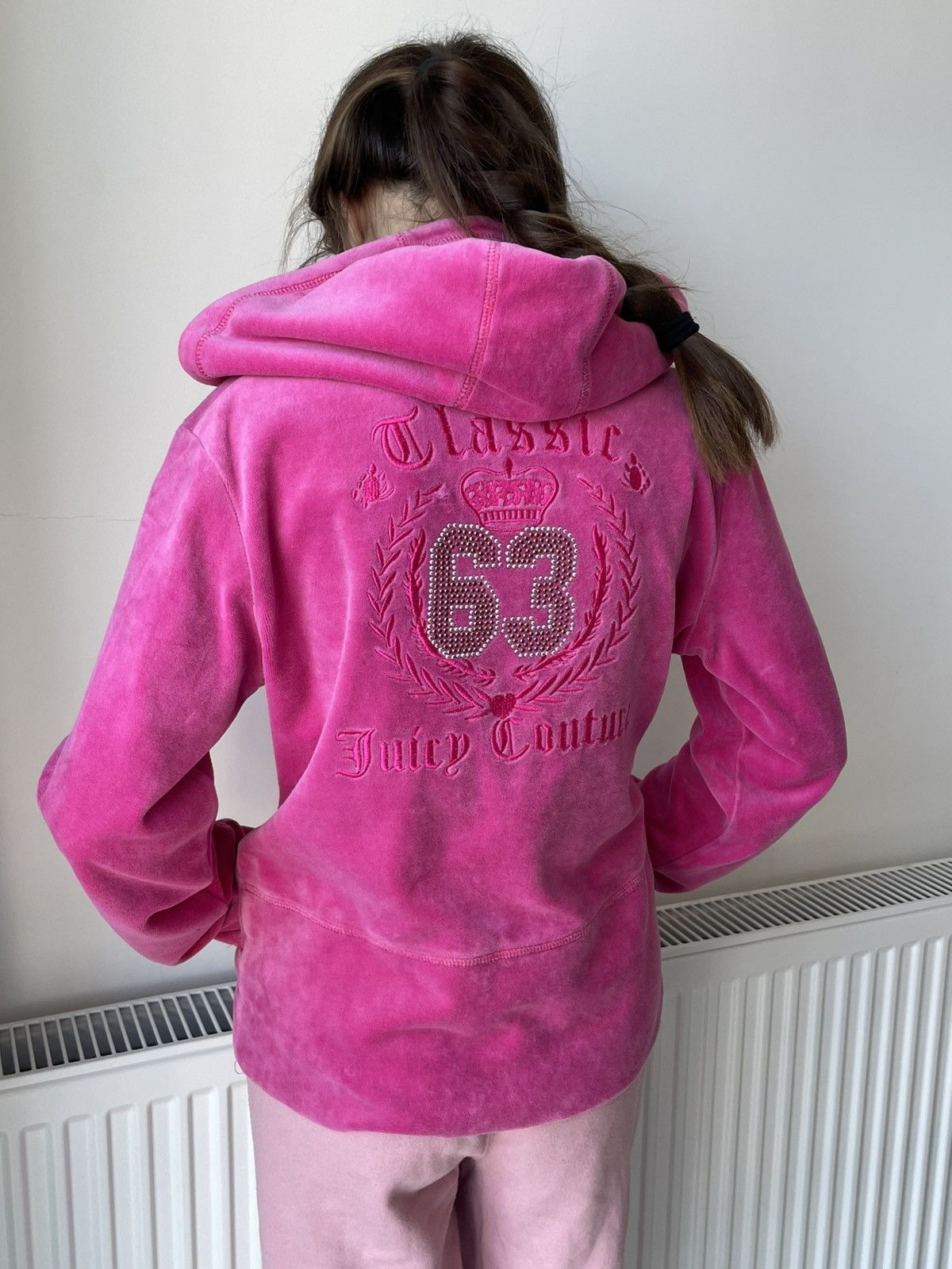 Juicy Couture Vintage 00’s Juicy Couture Pink Y2K Zip Hoodie Big Logo RARE Size XL / US 12-14 / IT 48-50 - 1 Thumbnail