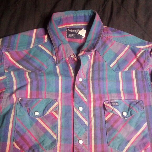 Wrangler Vintage Wrangler Plaid Pearl Snap Western Shirt Size US L / EU 52-54 / 3 - 1 Thumbnail