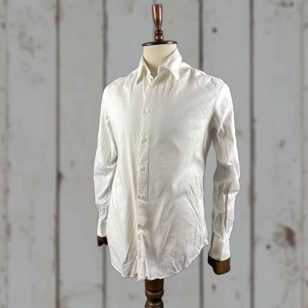 Vintage Versace Collection Mens Button-Up Shirt 42 White Cotton Long Sleeve Button-Down Collared Casual Business Formal Size US XL / EU 56 / 4 - 1 Thumbnail