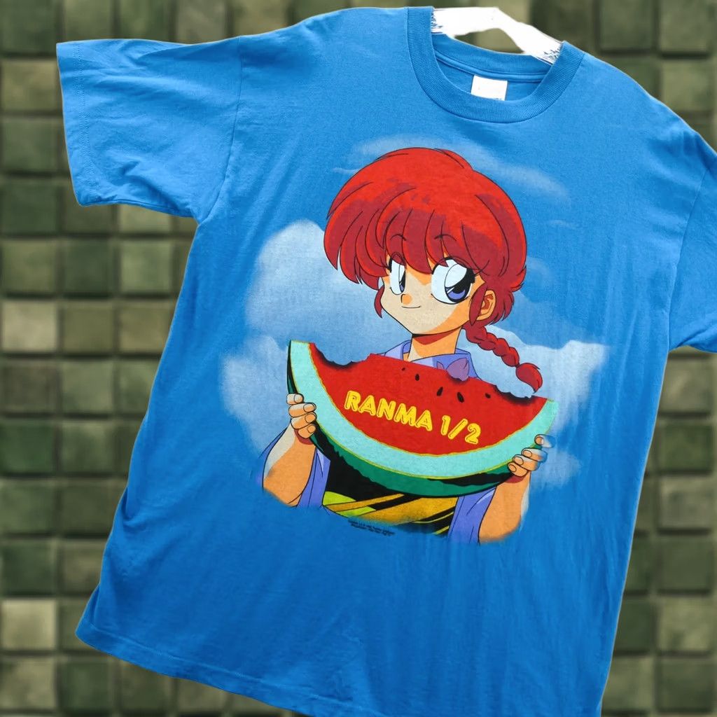 Vintage Ranma Shirt Mens Large 90s Anime Screen Stars Manga Tee Watermelon 1/2 in Blue, Men's