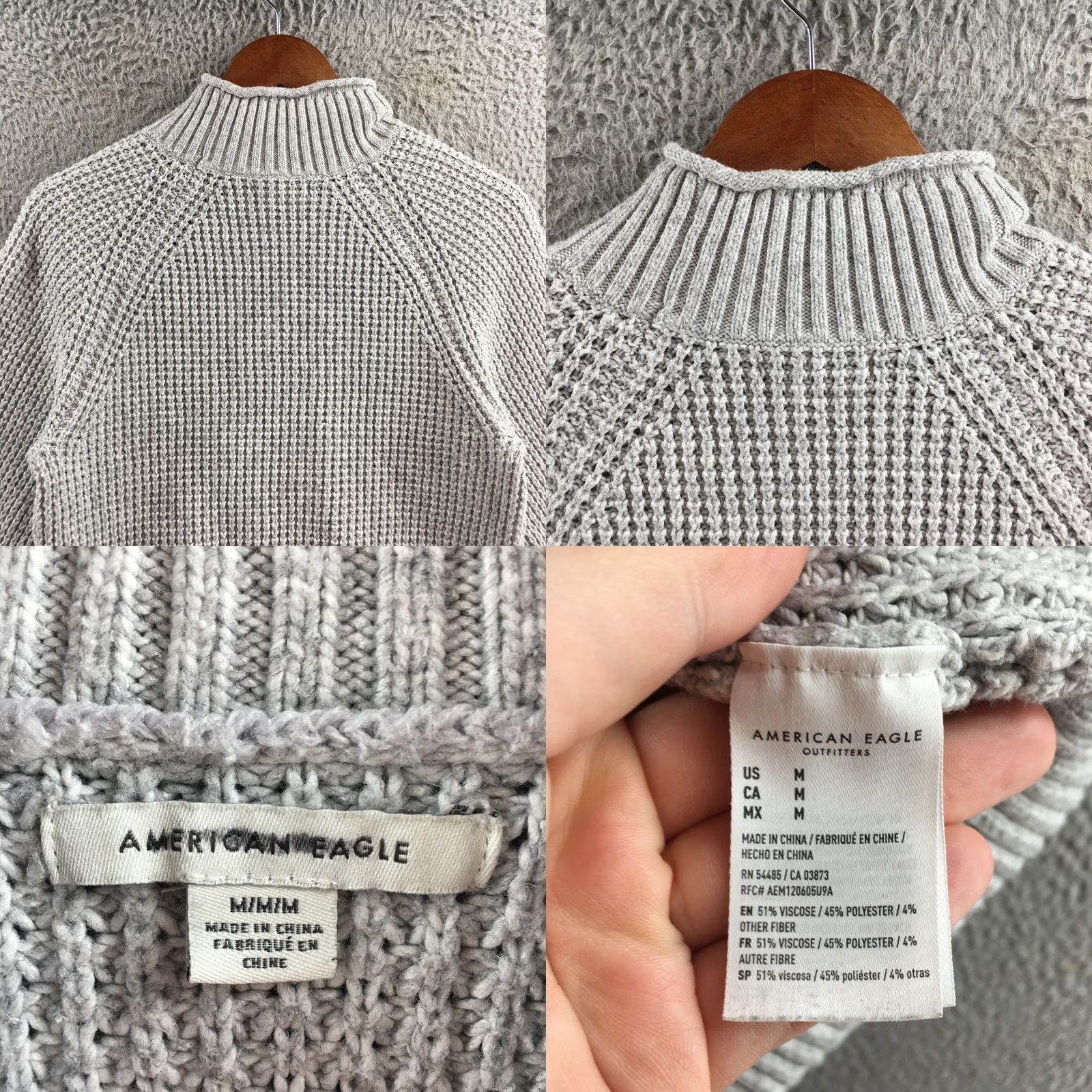 American Eagle Outfitters American Eagle Outfitters Sweater Womens M Gray Turtleneck Knit Long Sleeve Pullover Casual 90s Classic Free-flowing Size M / US 6-8 / IT 42-44 - 8 Thumbnail
