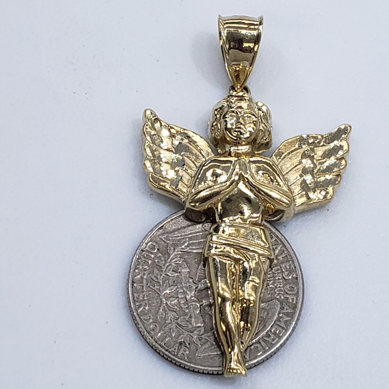 & Other Stories Big Real 10k Gold praying Angel Pendant Charm Size ONE SIZE - 3 Thumbnail