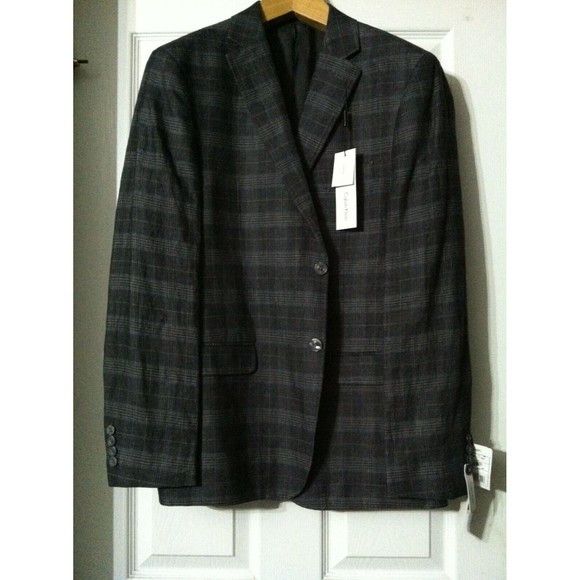 CALVIN KLEIN MEN'S NEW GRAY 100%LINEN COAT BLAZER SIZE: 40R
