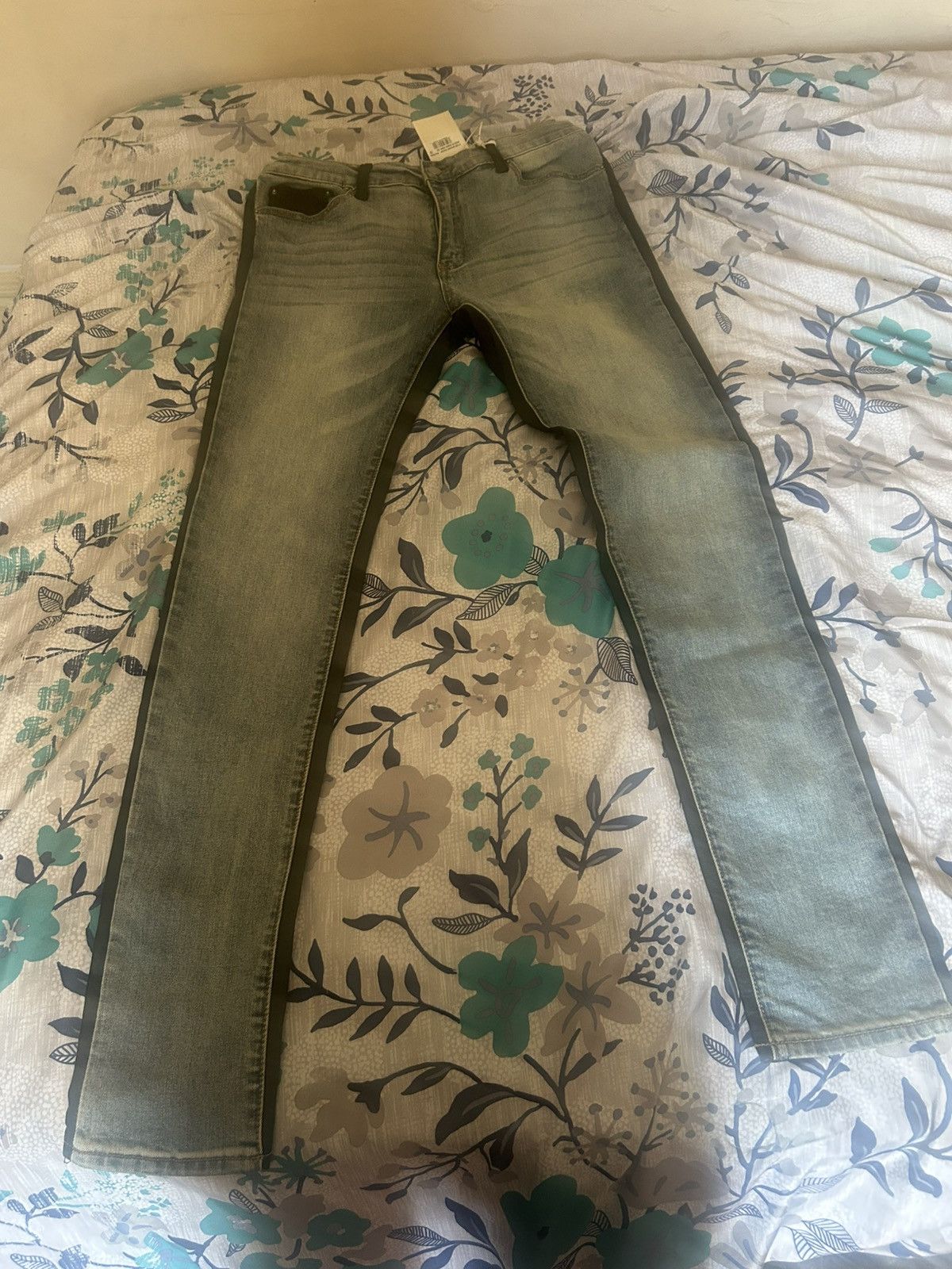 MNML MNML Jeans Mens 33 Denim & Faux Leather 2 Sided Skinny Pants Size US 33 - 2 Thumbnail
