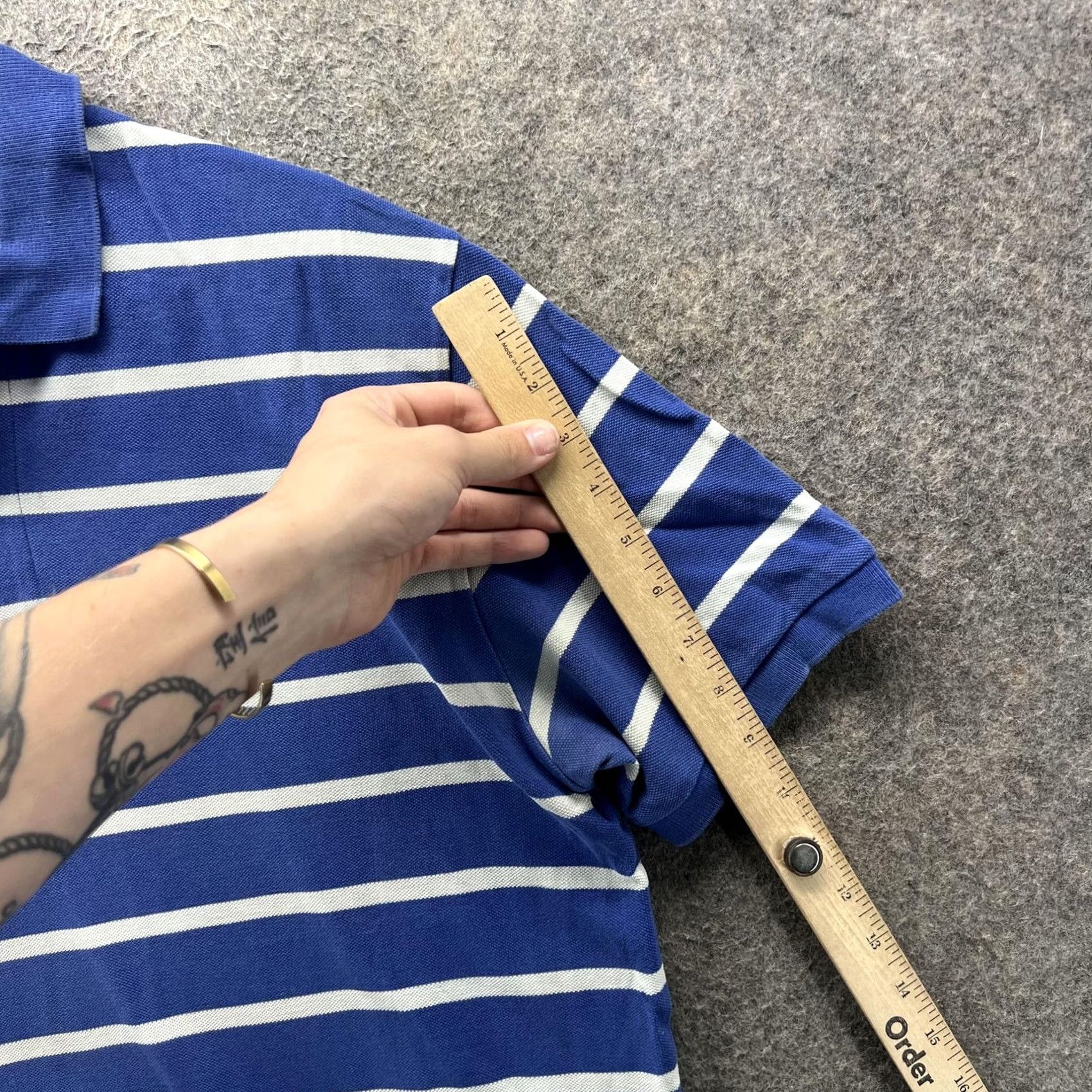 Polo Ralph Lauren Polo Ralph Lauren Polo Shirt Mens Large Blue Stripe Pique Cotton Pony Logo Golf Size US L / EU 52-54 / 3 - 5 Thumbnail