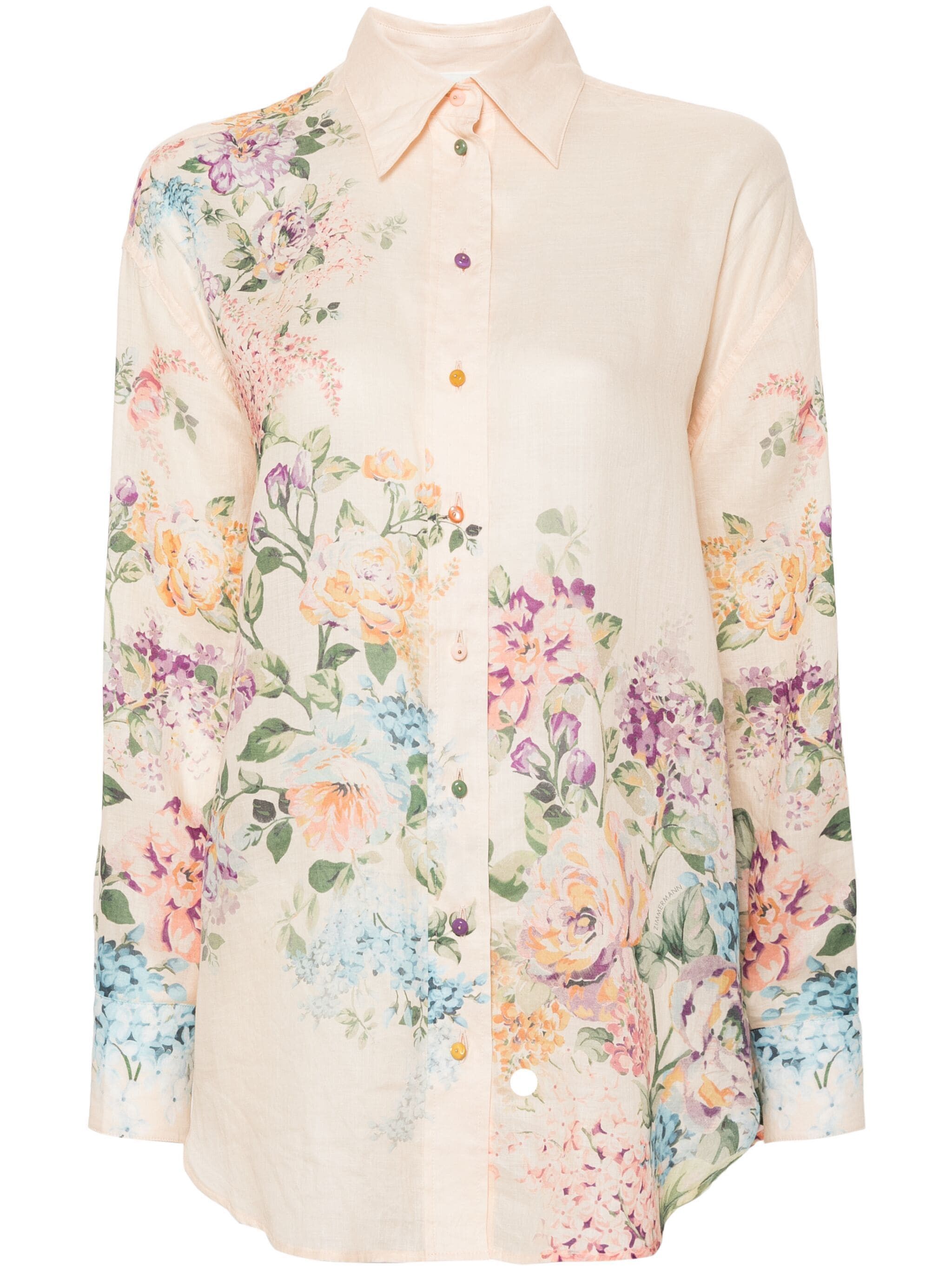 Zimmermann o1s22i1n1024 Floral Halliday Shirt in Multicolor Size S / US 4 / IT 40 - 1 Thumbnail