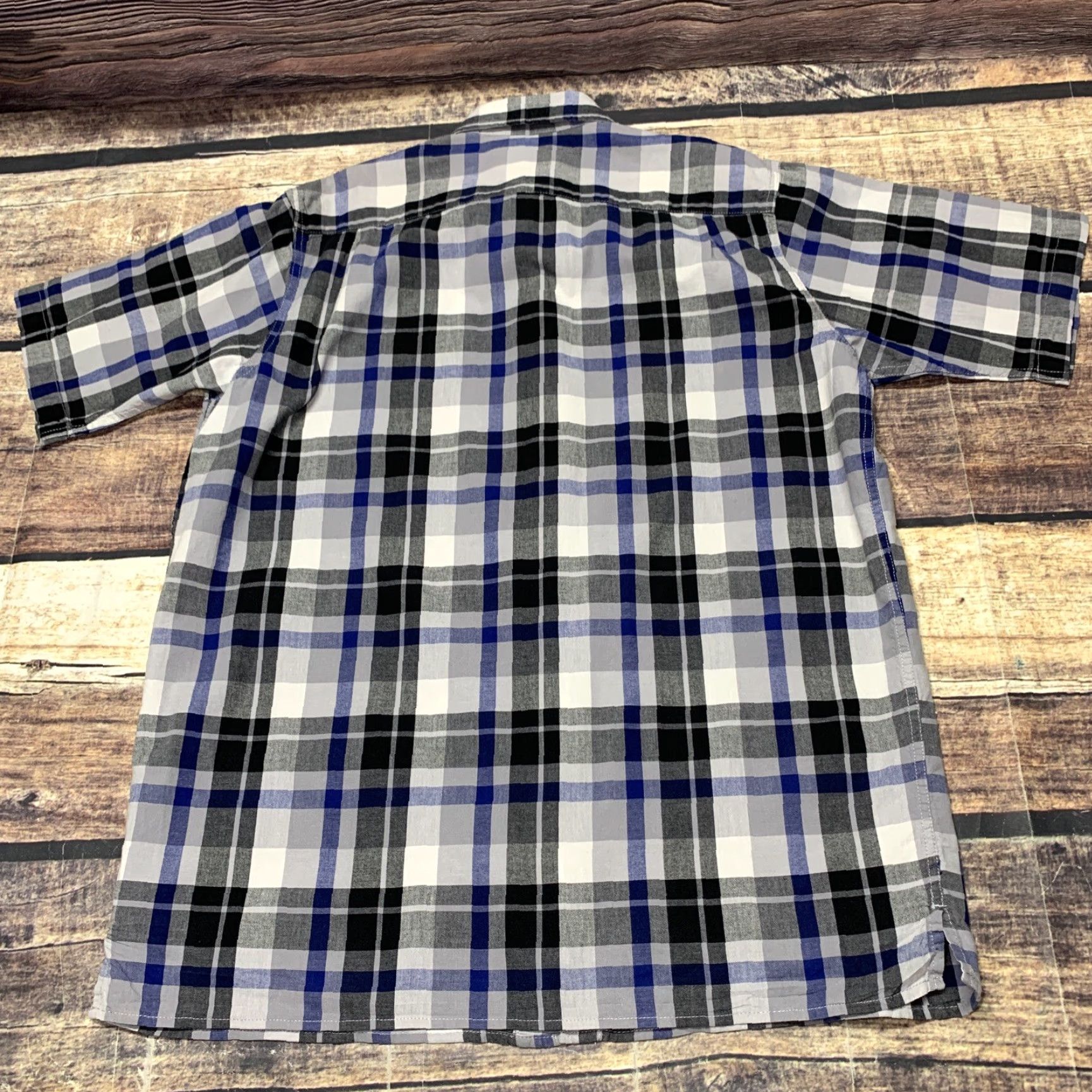 Wrangler Wrangler Short Sleeve Shirt Mens Large Blue Back White Plaid Button Up Western Size US L / EU 52-54 / 3 - 6 Thumbnail