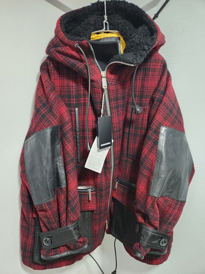 Dsquared2 Dsquared2 red check oversized parka coat Size M / US 6-8 / IT 42-44 - 2 Thumbnail