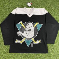 Vintage Mighty Ducks Jersey White Size L Rare ScreenPrinted