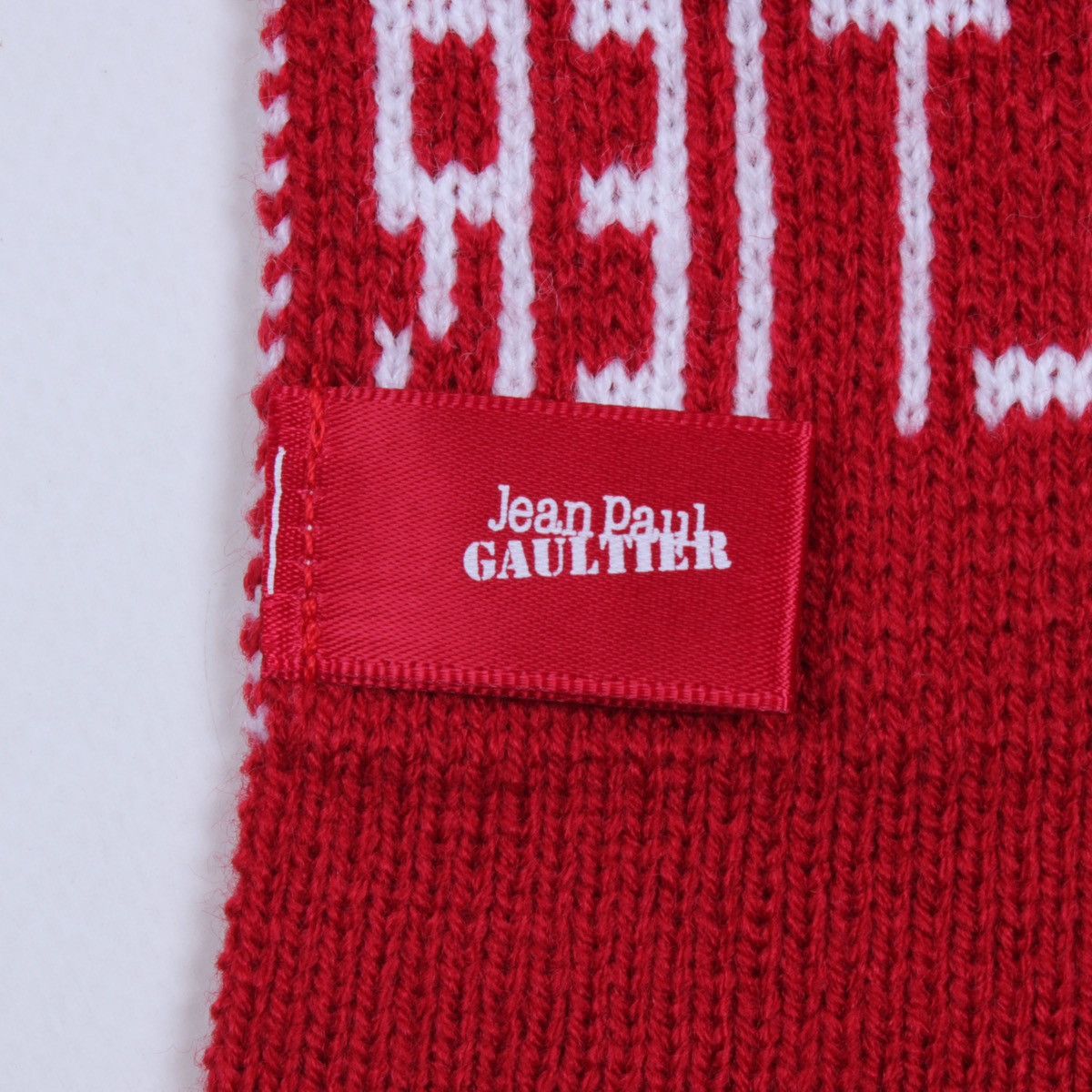 Designer × Jean Paul Gaultier Jean Paul Gaultier I Love Red White Striped Unisex Scarf Size ONE SIZE - 7 Thumbnail