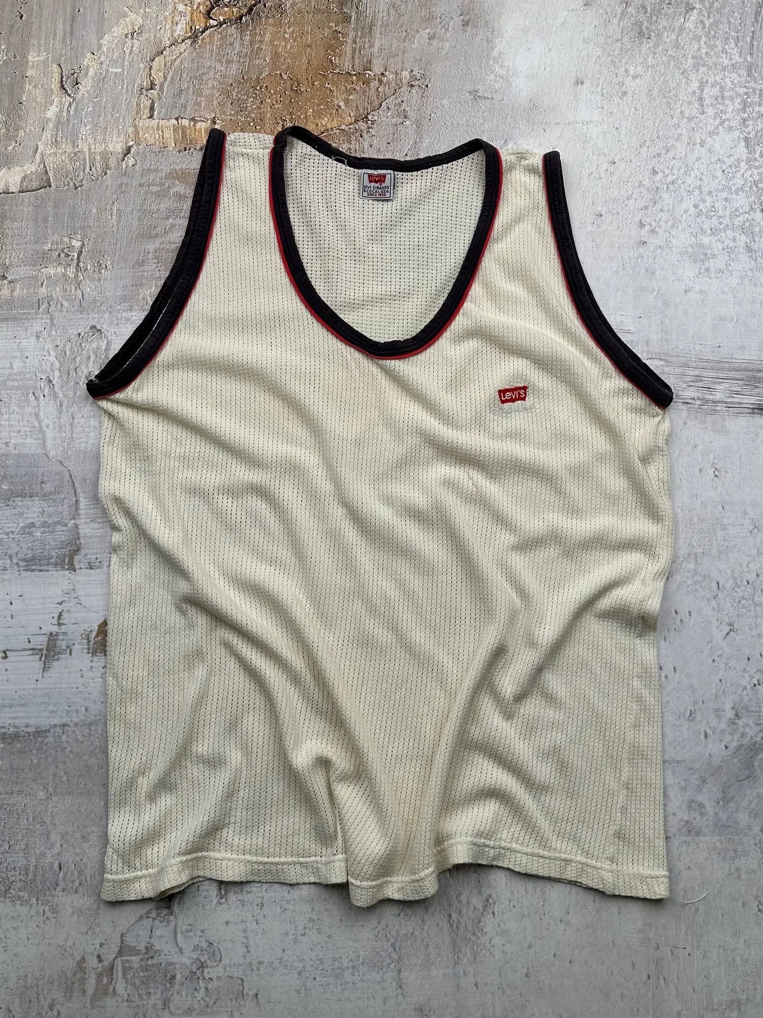 image of Avant Garde x Levis Vintage Clothing Levi’S Vintage Mesh Tank Top in Beige, Men's (Size Large)