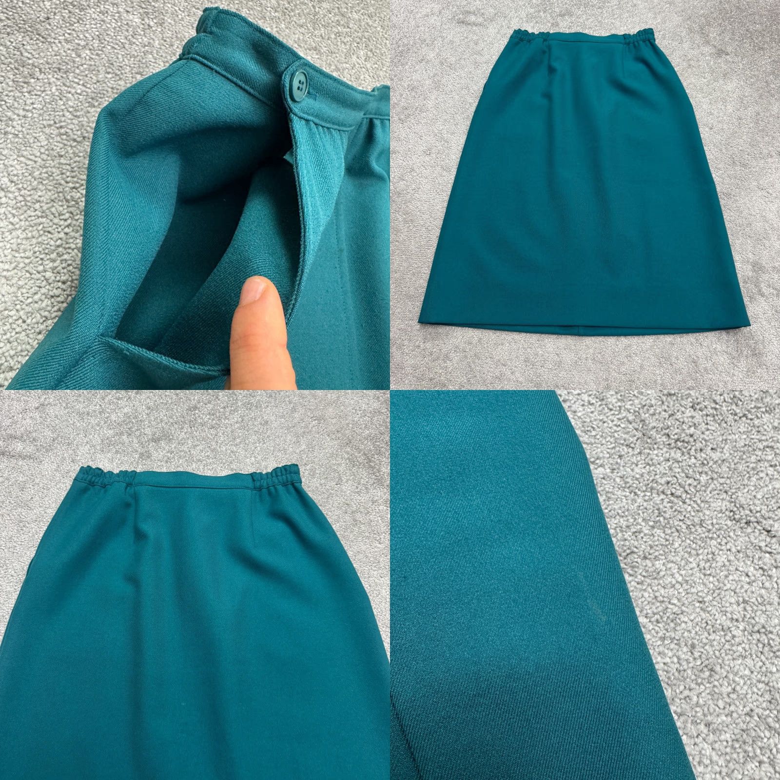 Vintage VINTAGE Haberdashery 90s 2 Piece Suit Set Blazer Skirt Womens 10 Teal Blue Size 32" / US 10 / IT 46 - 8 Thumbnail