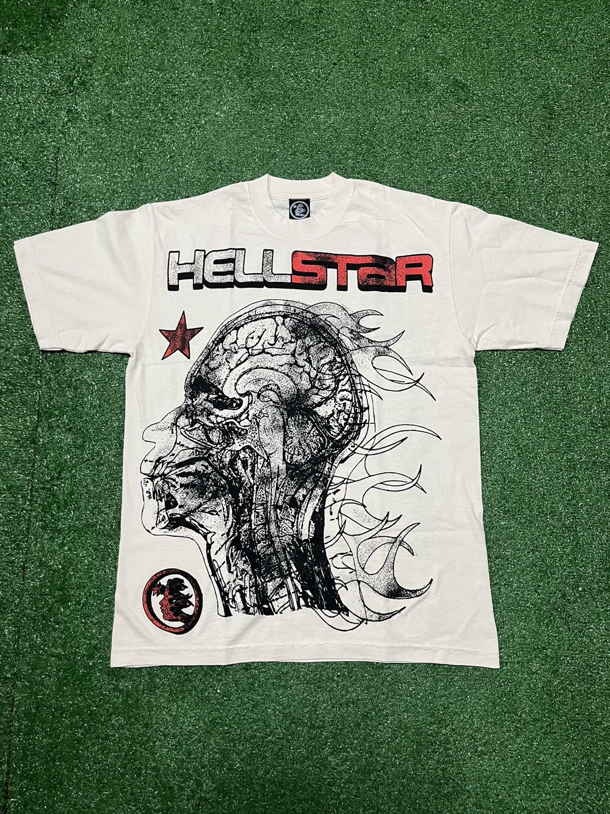 image of Hellstar T-Shirt 1996 in Cream/Red, Men's (Size 2XL)